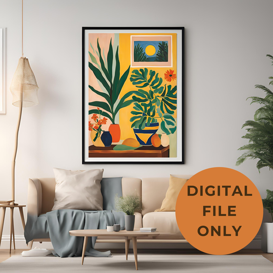 Sunset Plants Wall Art Digital Download