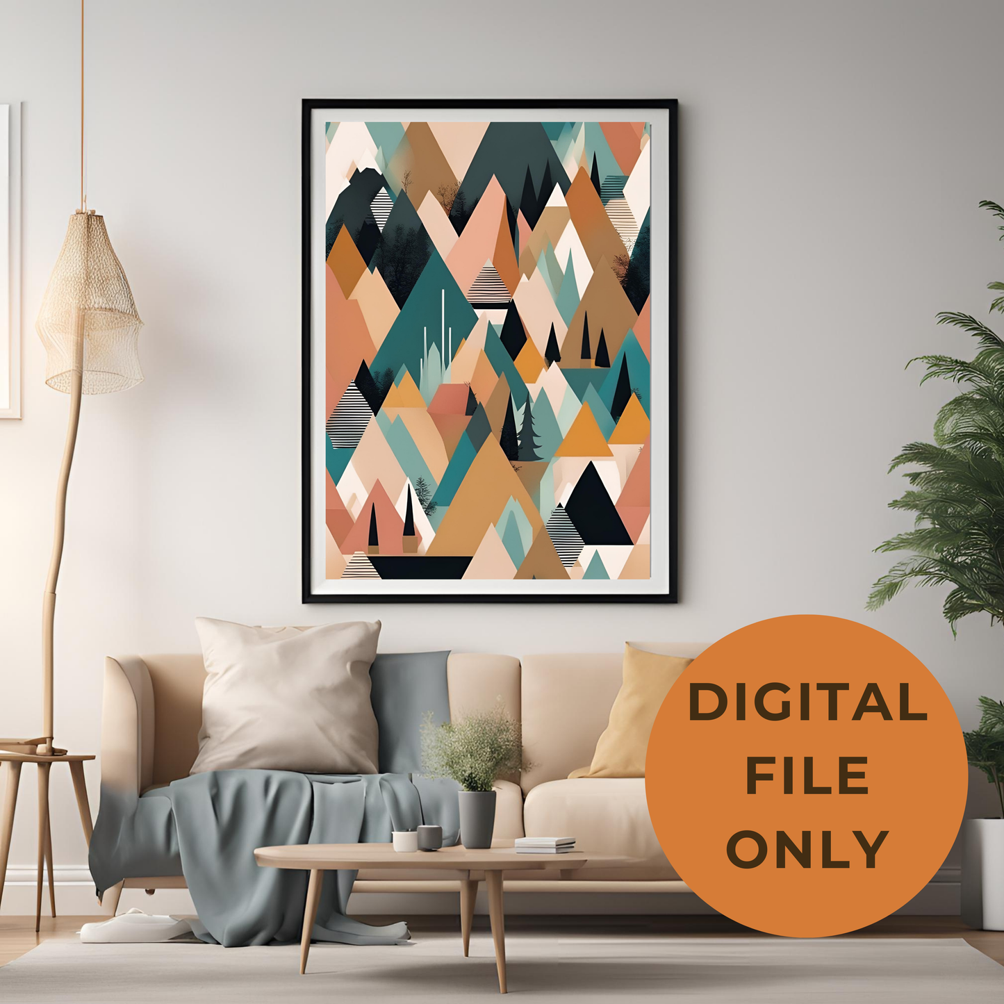 Scandinavian Neutral Mountain Wall Art Digital Download