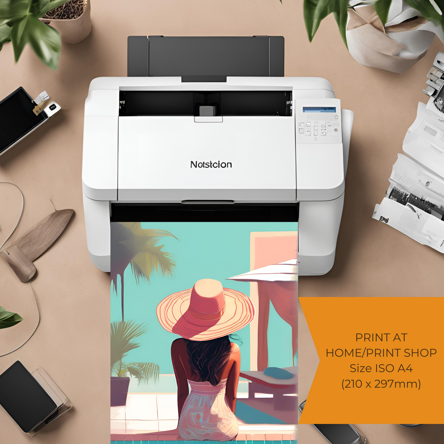 South Asian Art - Desi Girl Boho Beach Summer Aesthetic Printable Wall Art