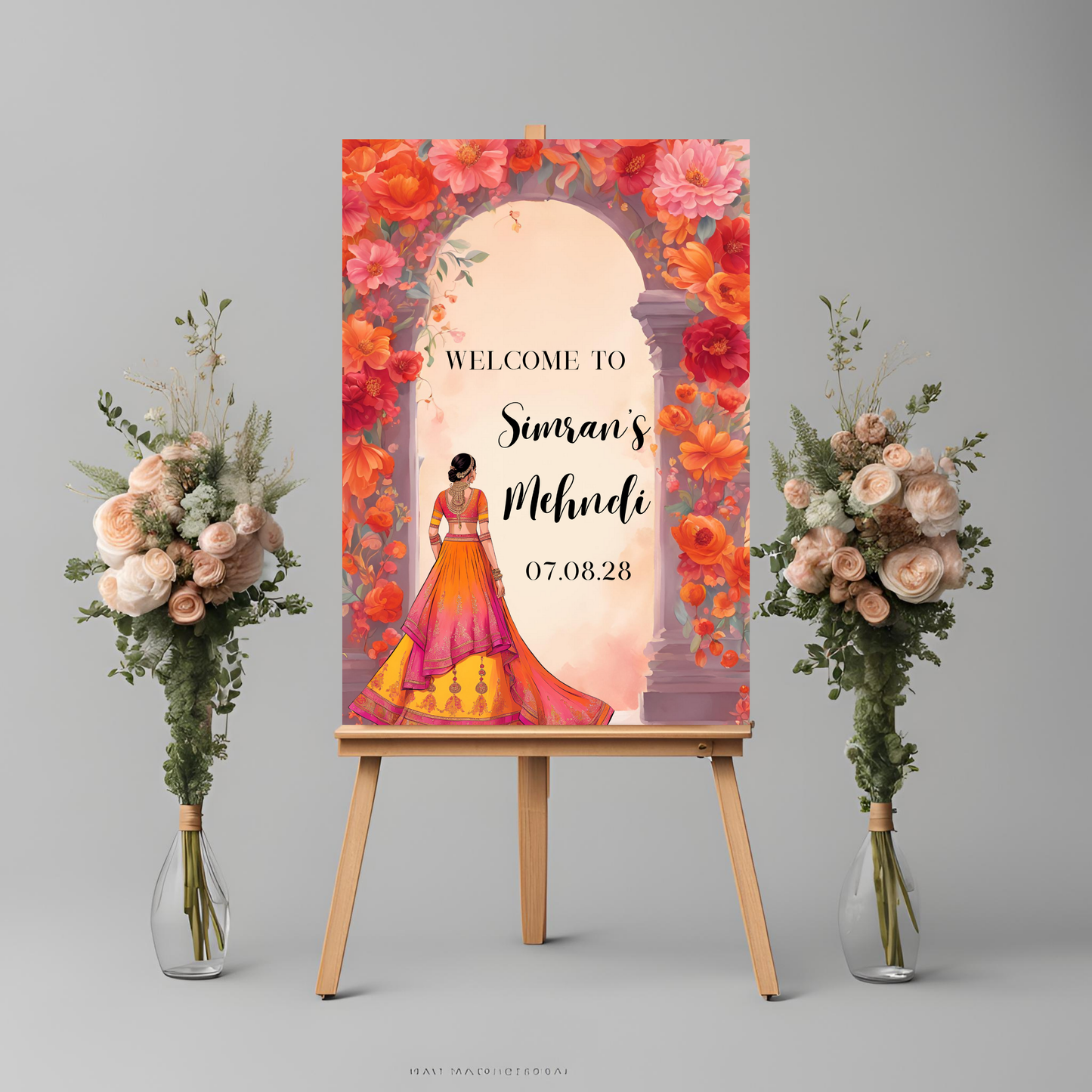 Portrait Mehndi Welcome Sign