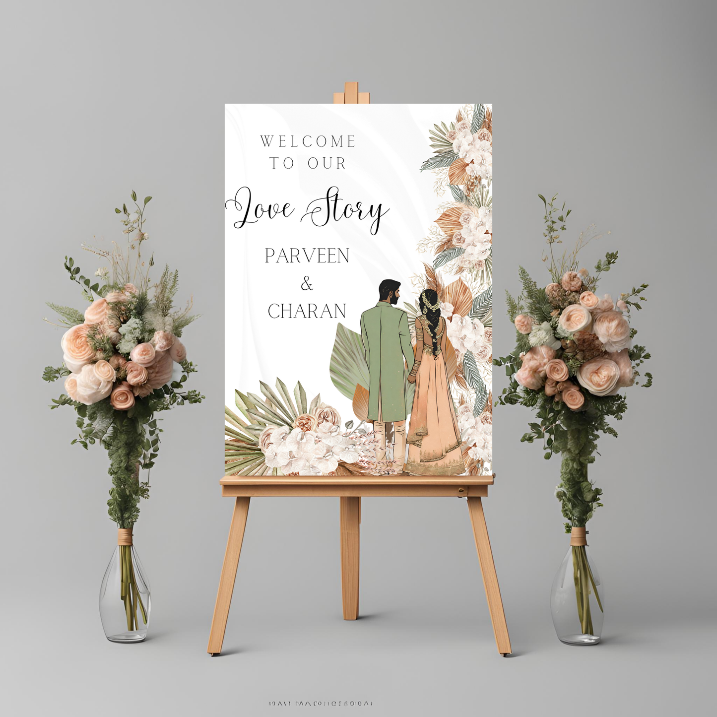 Green Tropical Entrance Board Digital Download - Online Template
