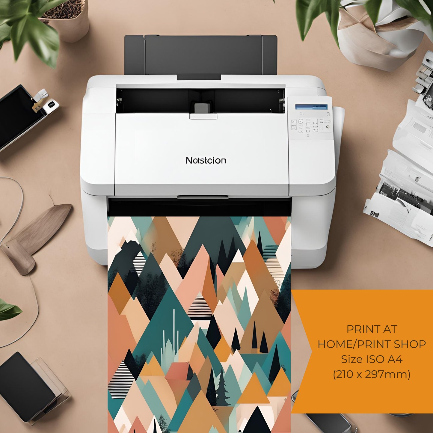 Scandinavian Neutral Mountain Wall Art Digital Download