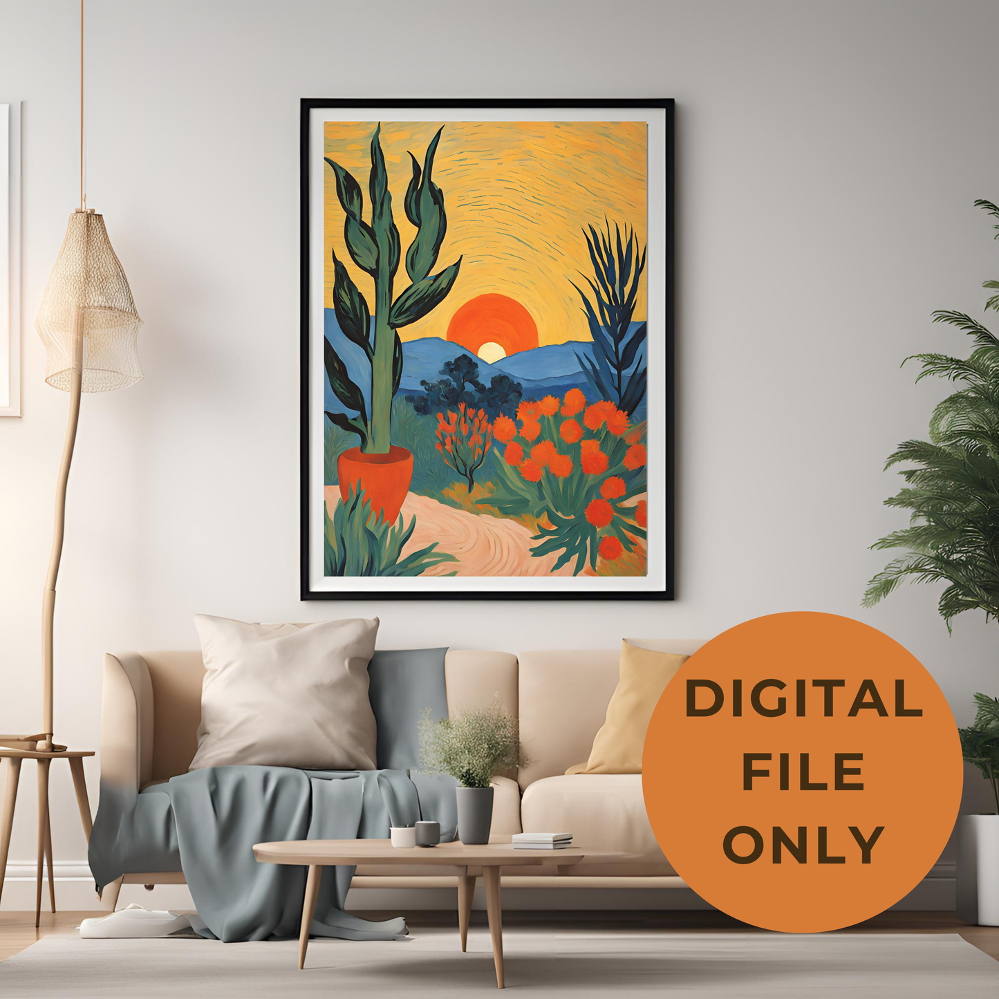 Sunset Plant Desert Wall Art Digital Download