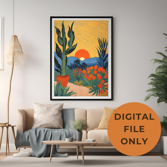Sunset Plant Desert Wall Art Digital Download
