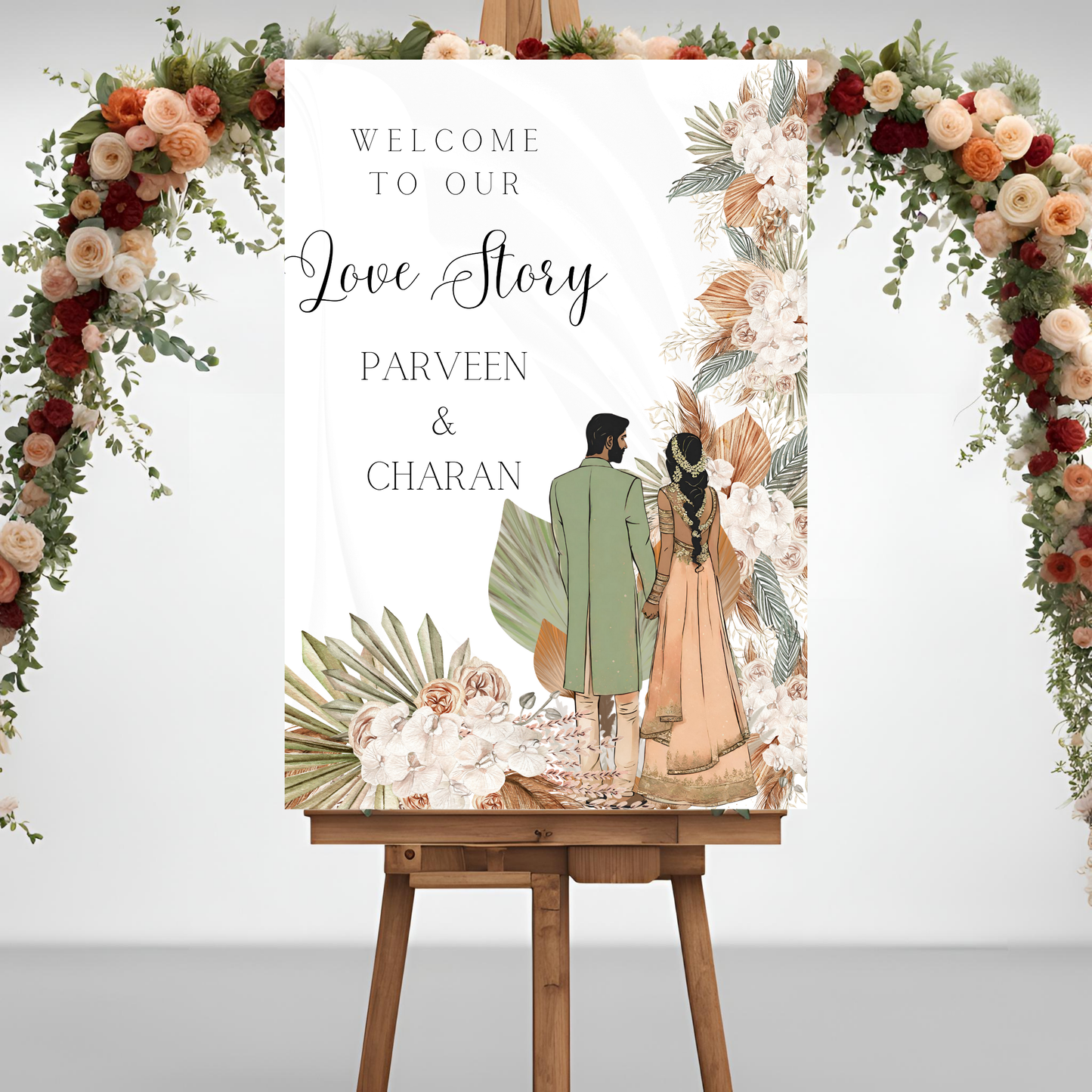 Green Tropical Entrance Board Digital Download - Online Template