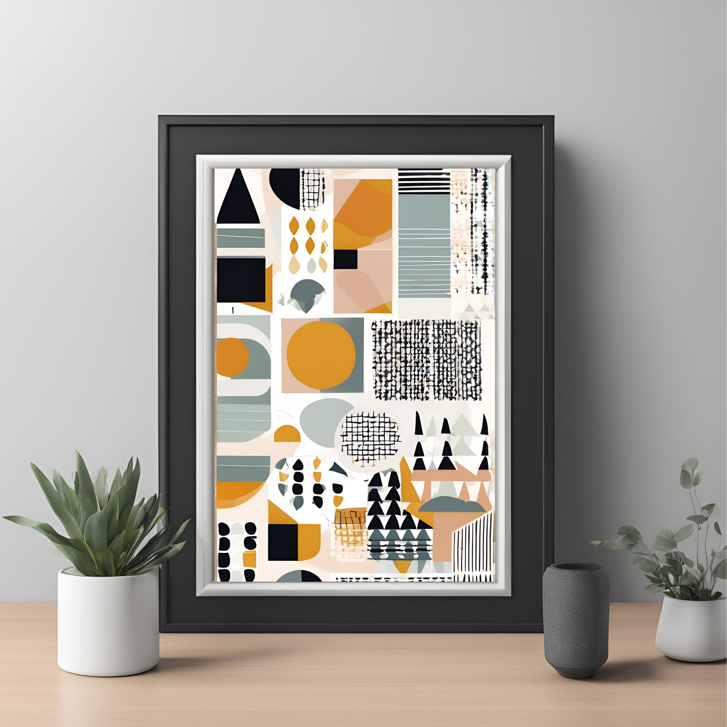 Scandinavian Yellow Geometric Wall Art Digital Download