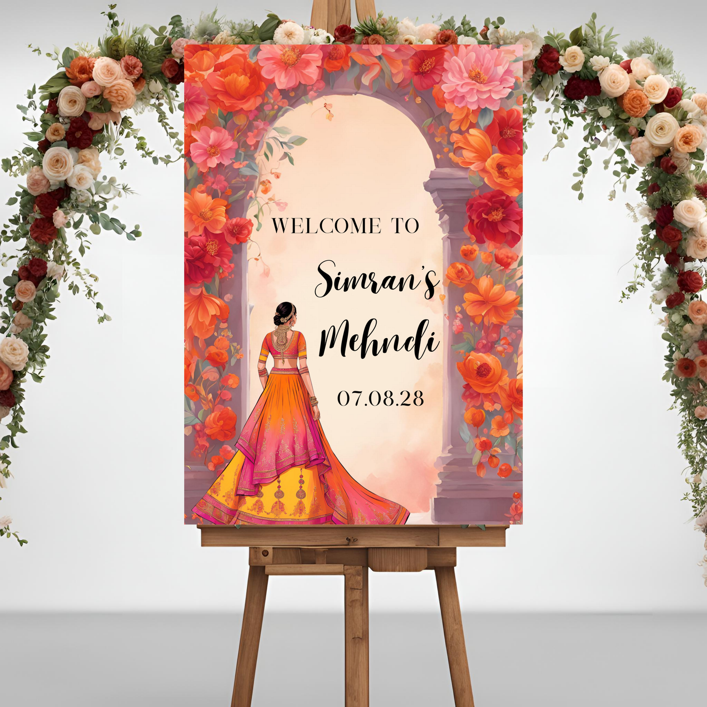 Portrait Mehndi Welcome Sign