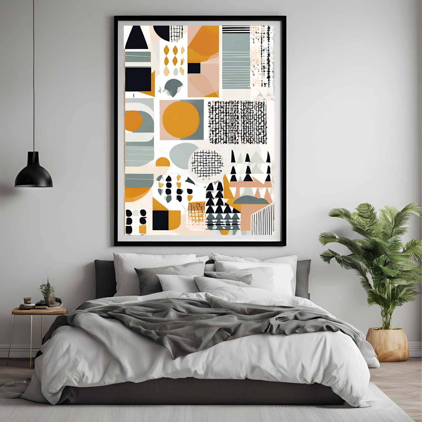 Scandinavian Yellow Geometric Wall Art Digital Download