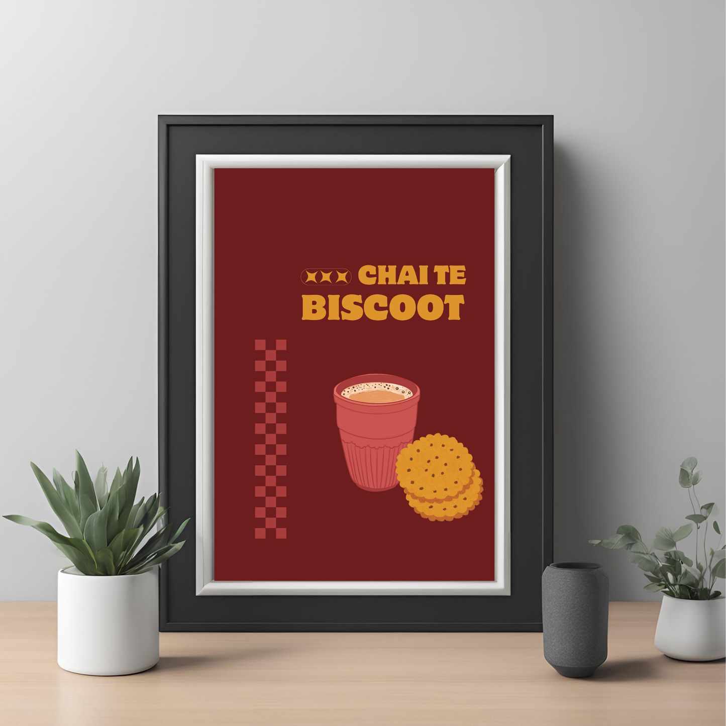 Chai Te Biscoot Black Framed A4 Portrait Print