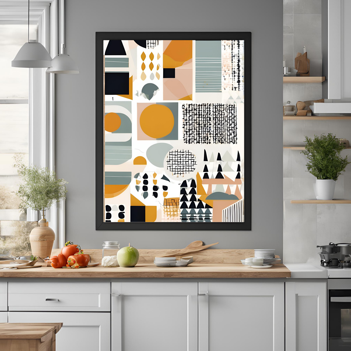 Scandinavian Yellow Geometric Wall Art Digital Download