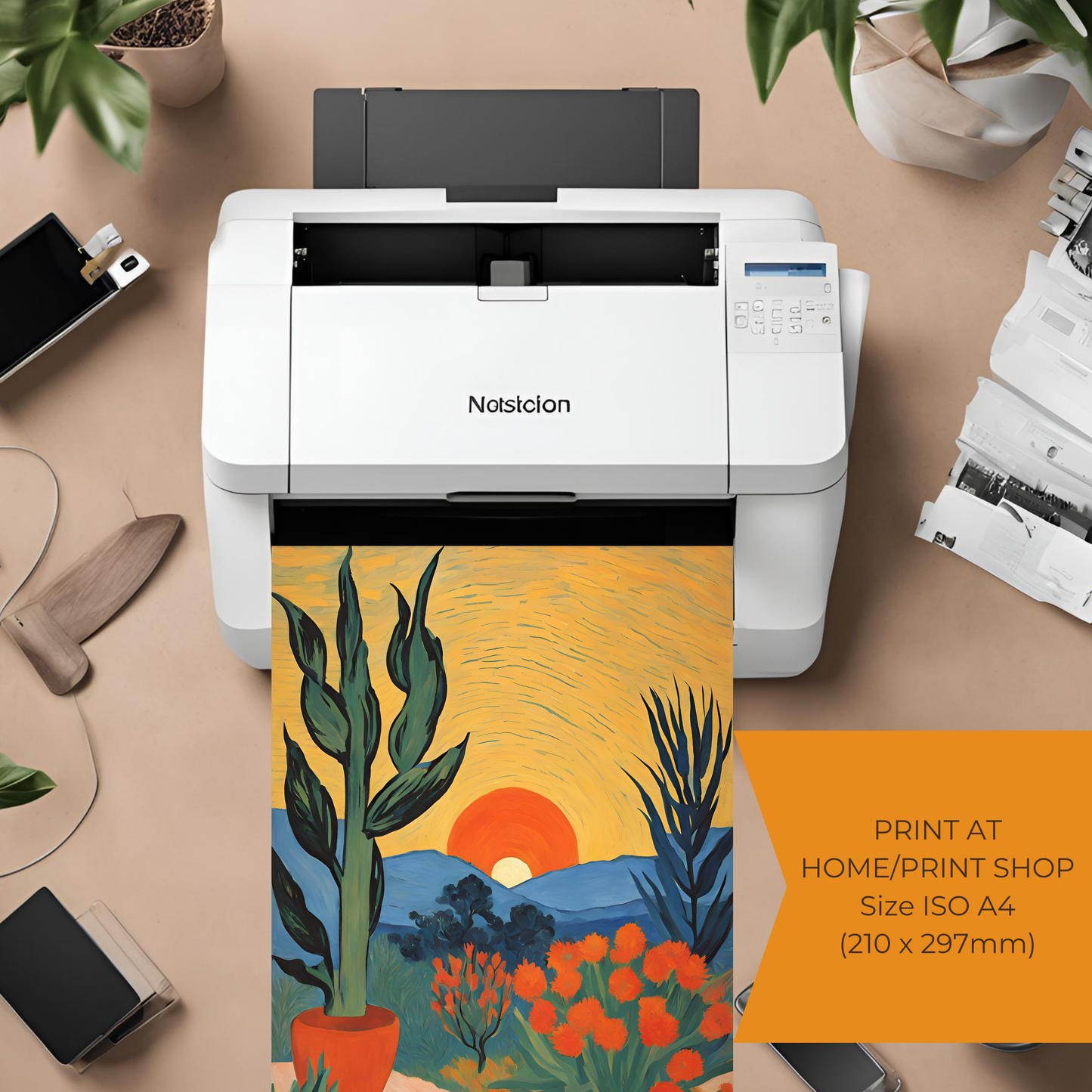 Sunset Plant Desert Wall Art Digital Download