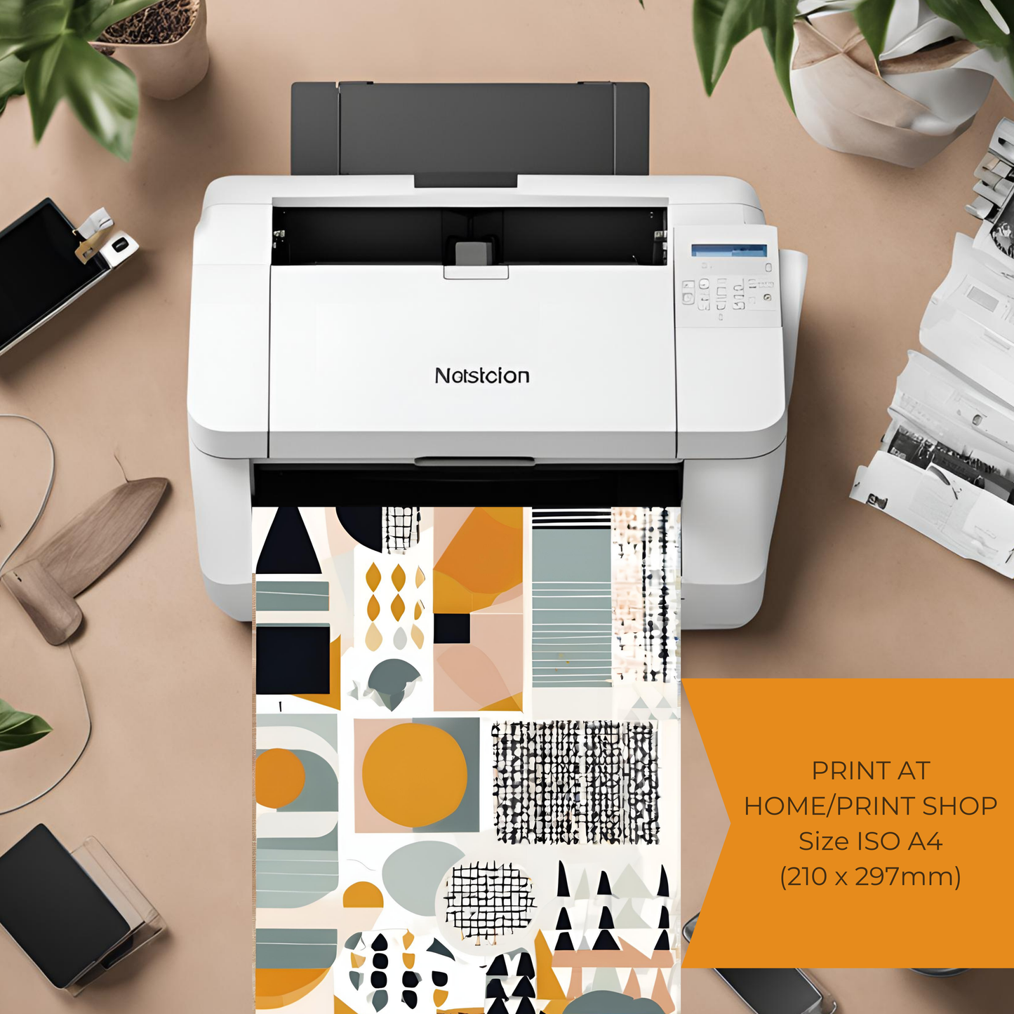 Scandinavian Yellow Geometric Wall Art Digital Download