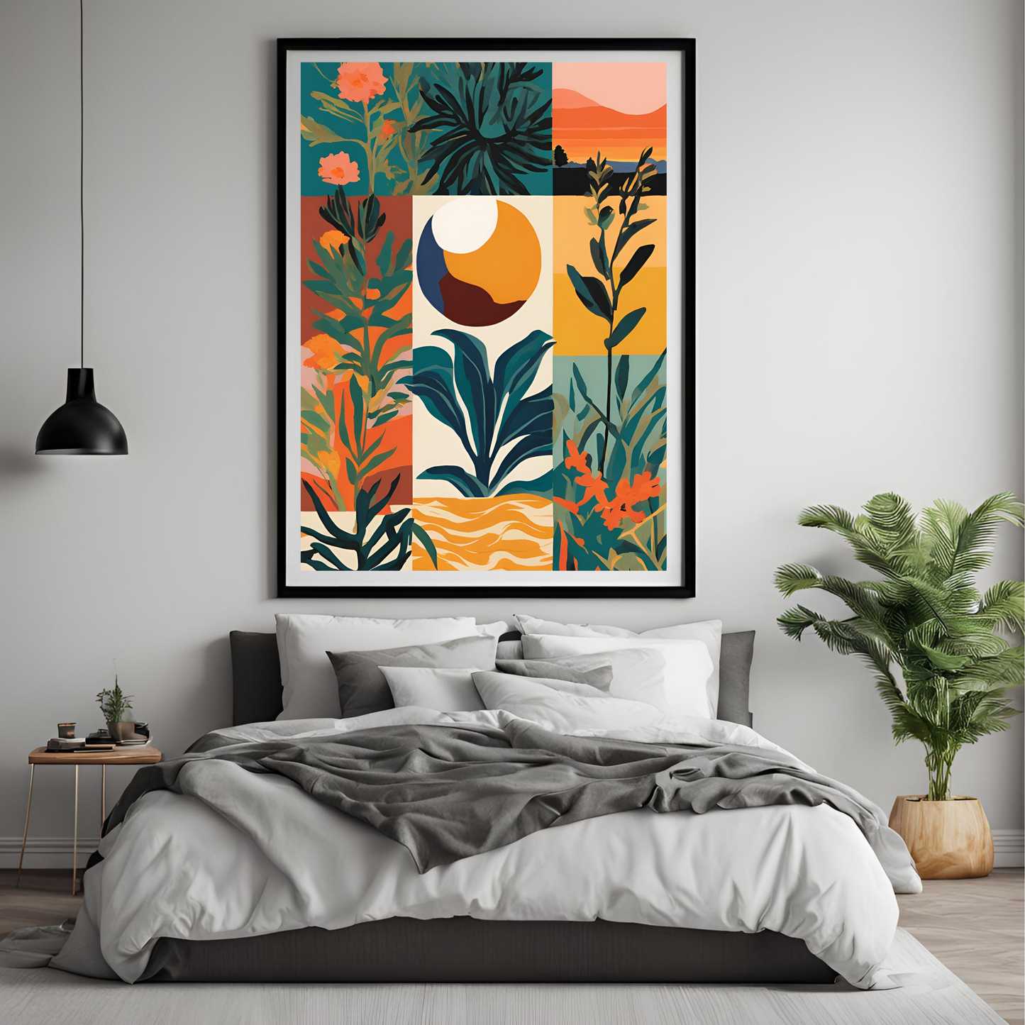 Sunset Plant Green Tile Wall Art Digital Download