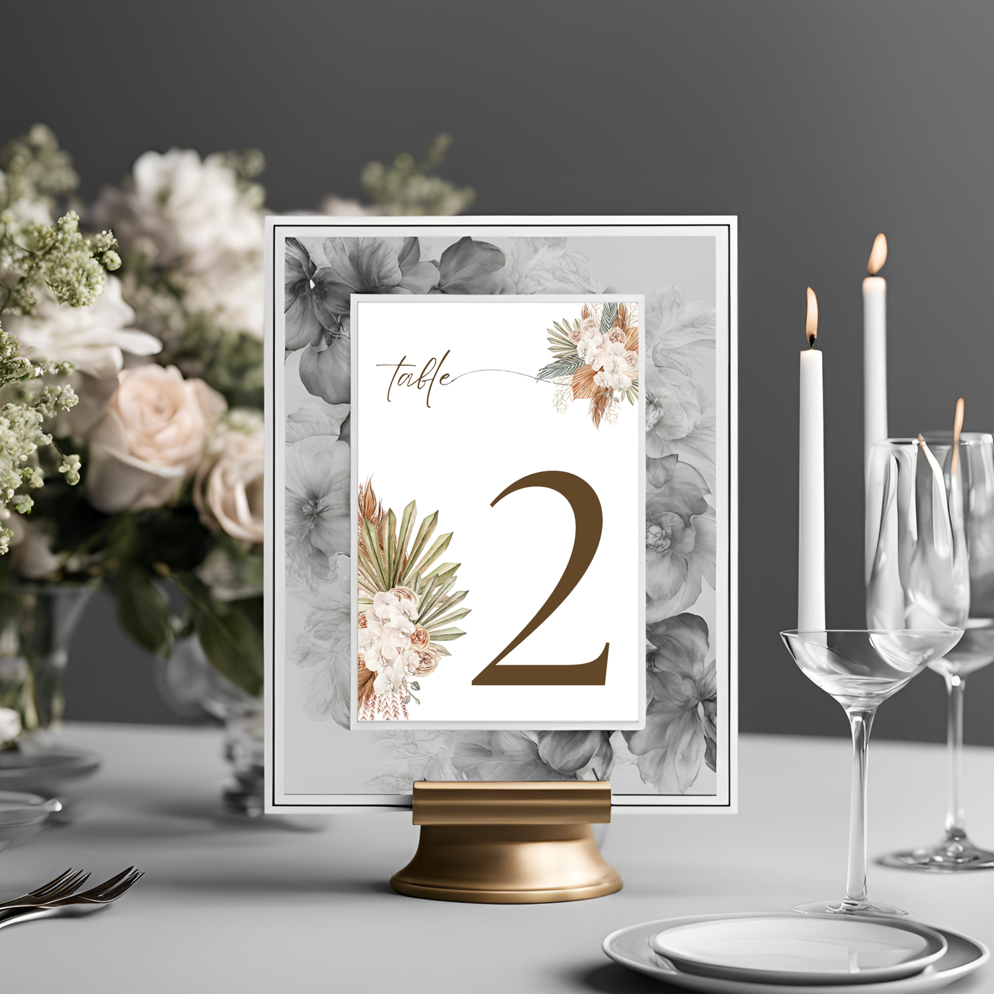 Green Tropical Table Number Digital Download - Online Template