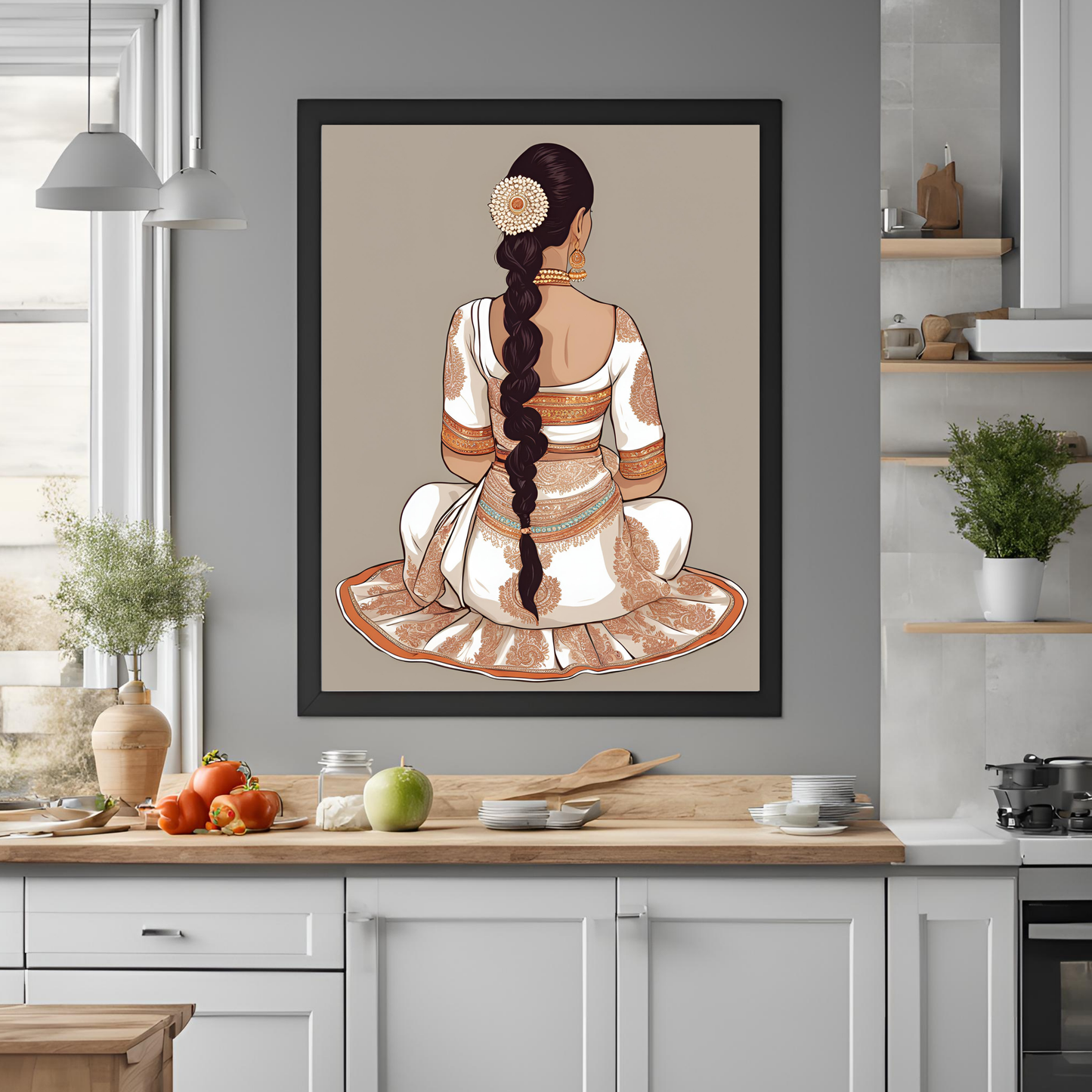 Indian White Gajra Wall Art Digital Download