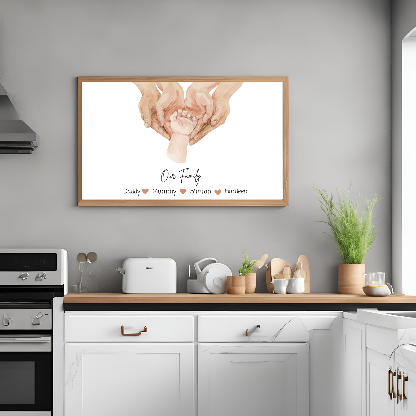 Customized Family Name Hands Poster - Digital Wall Art