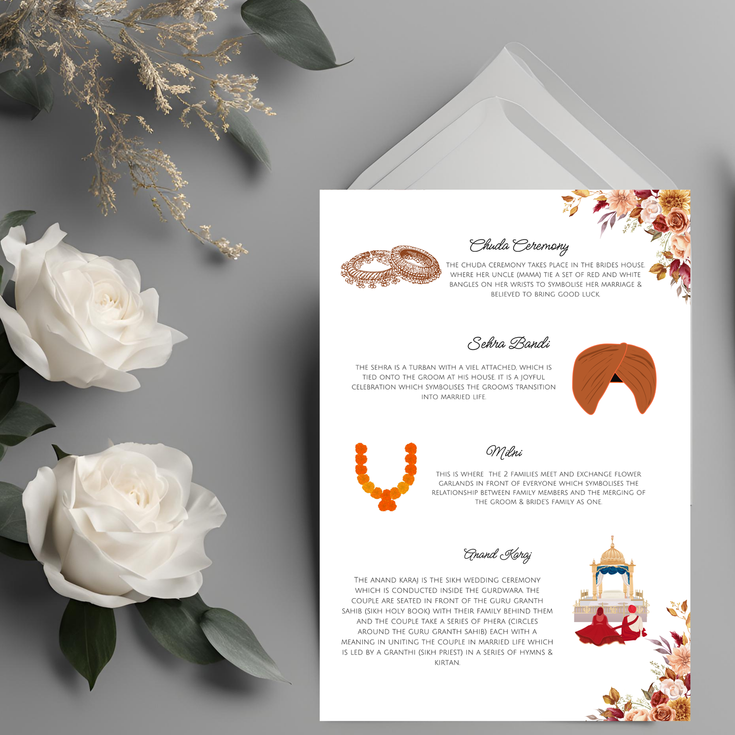 Sikh Wedding Rituals Booklet Digital Download - Online Template