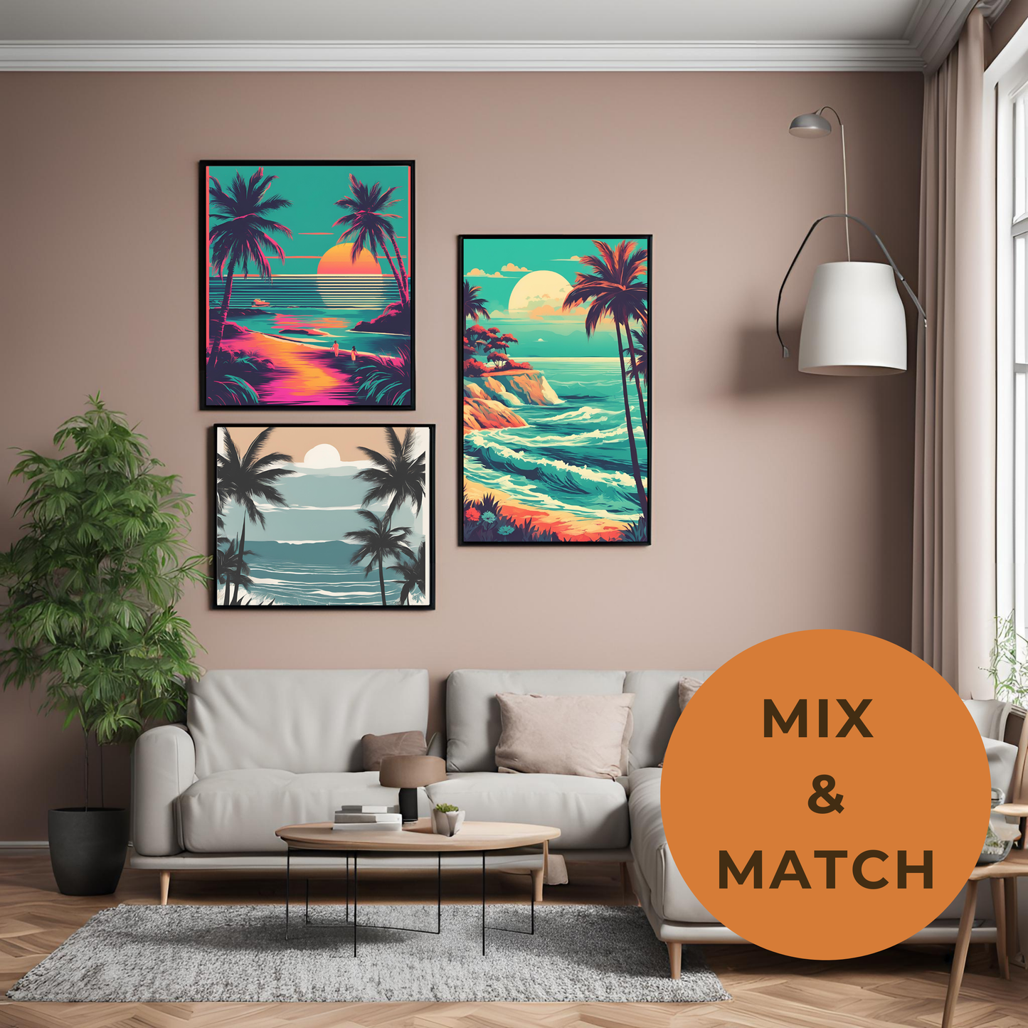 Coastal Gallery Wall - Ocean Printable Wall Art Summer Aesthetic Colourful Beach Poster