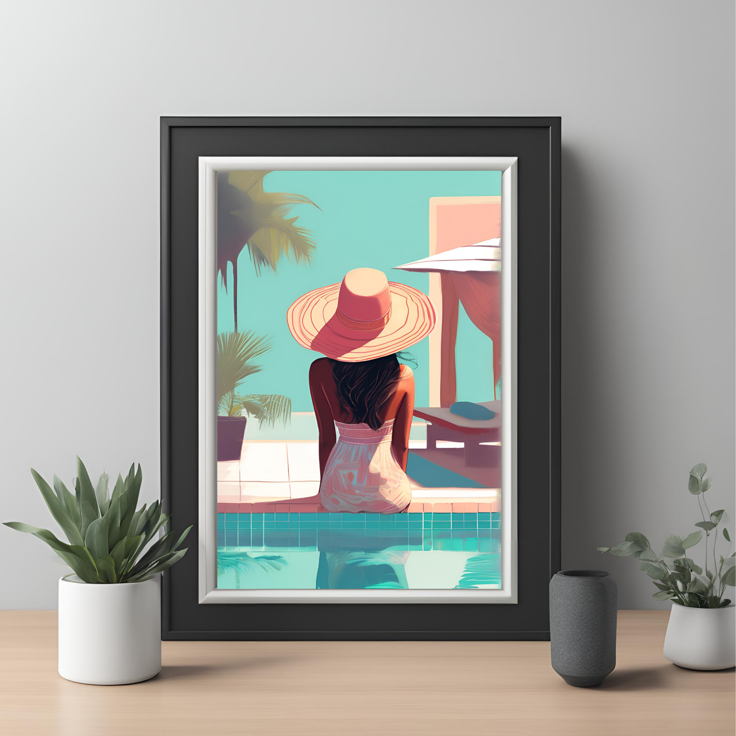 South Asian Art - Desi Girl Boho Beach Summer Aesthetic Printable Wall Art