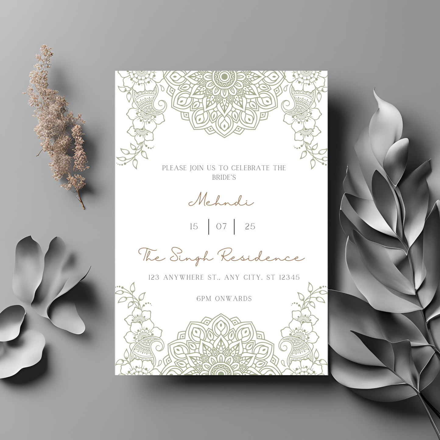 Green Tropical Invite Inserts Digital Download 6pcs - Online Template