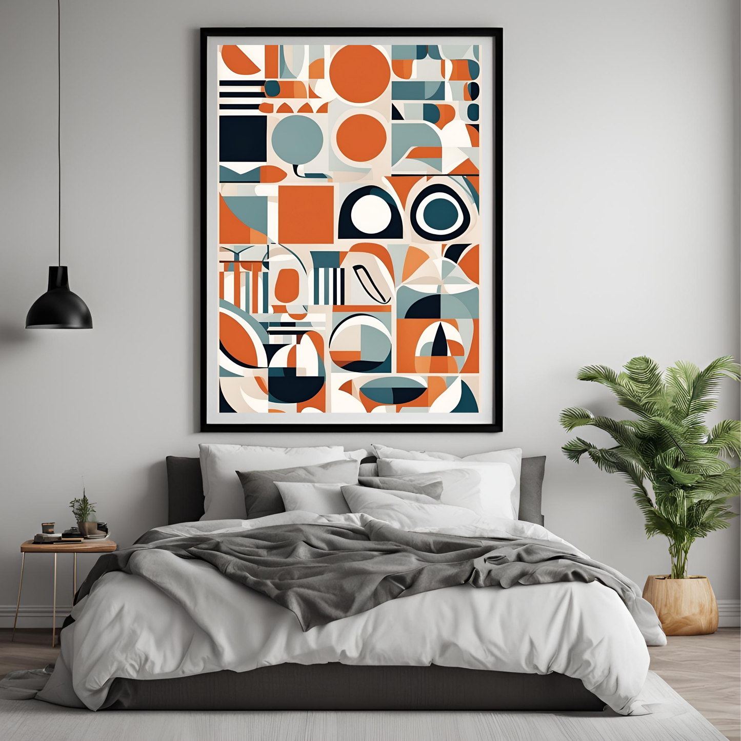 Scandinavian Red Geometric Wall Art Digital Download