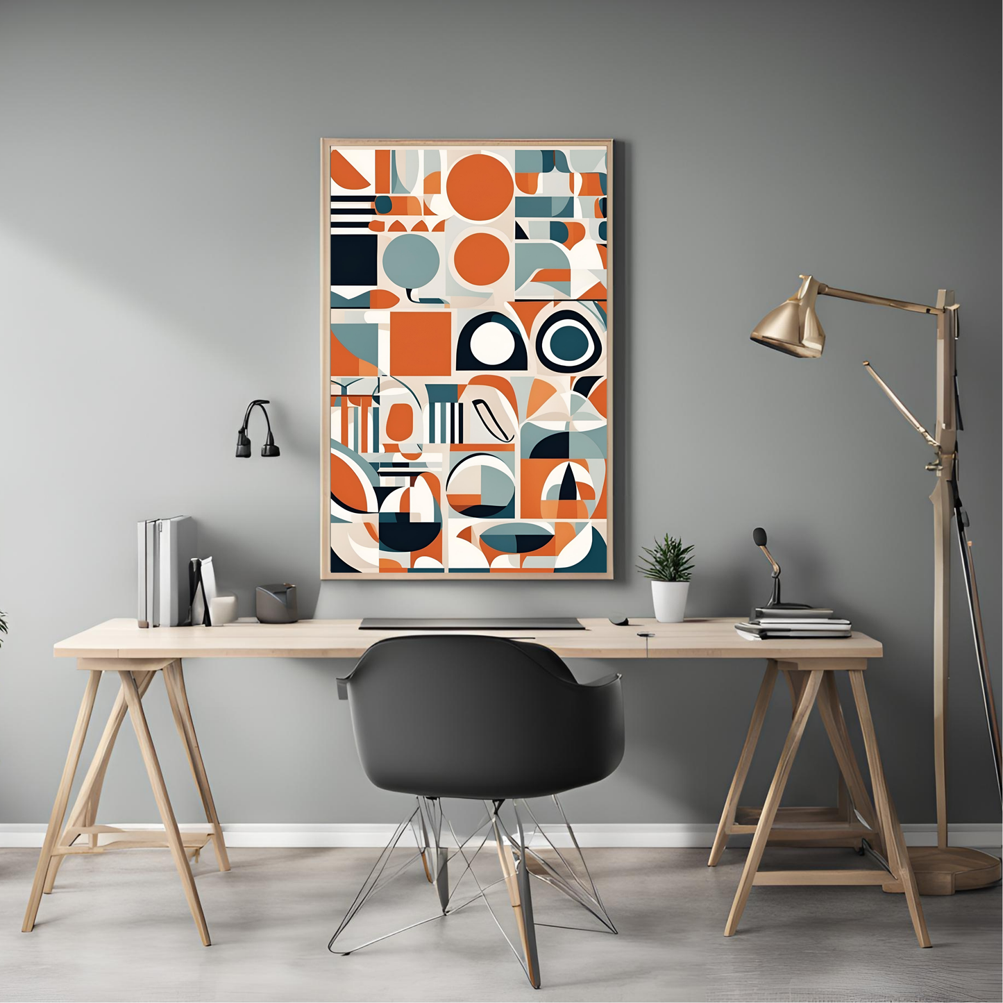 Scandinavian Red Geometric Wall Art Digital Download