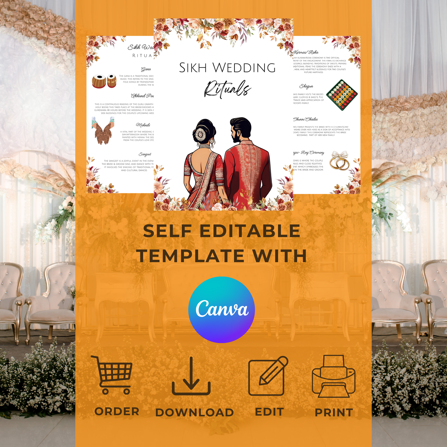 Sikh Wedding Rituals Booklet Digital Download - Online Template