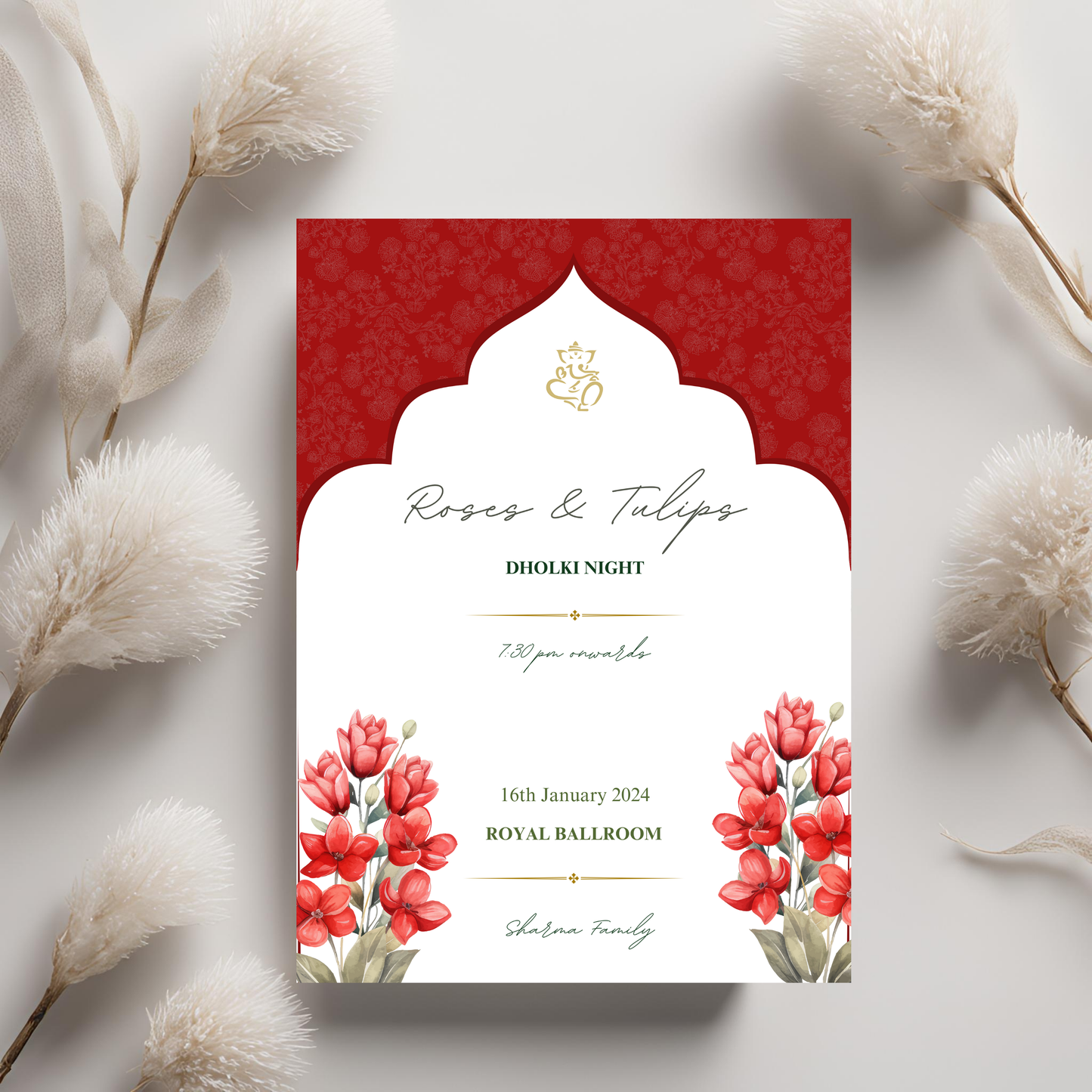 Minimalist Floral Invites 6pcs Digital Download - Online Template