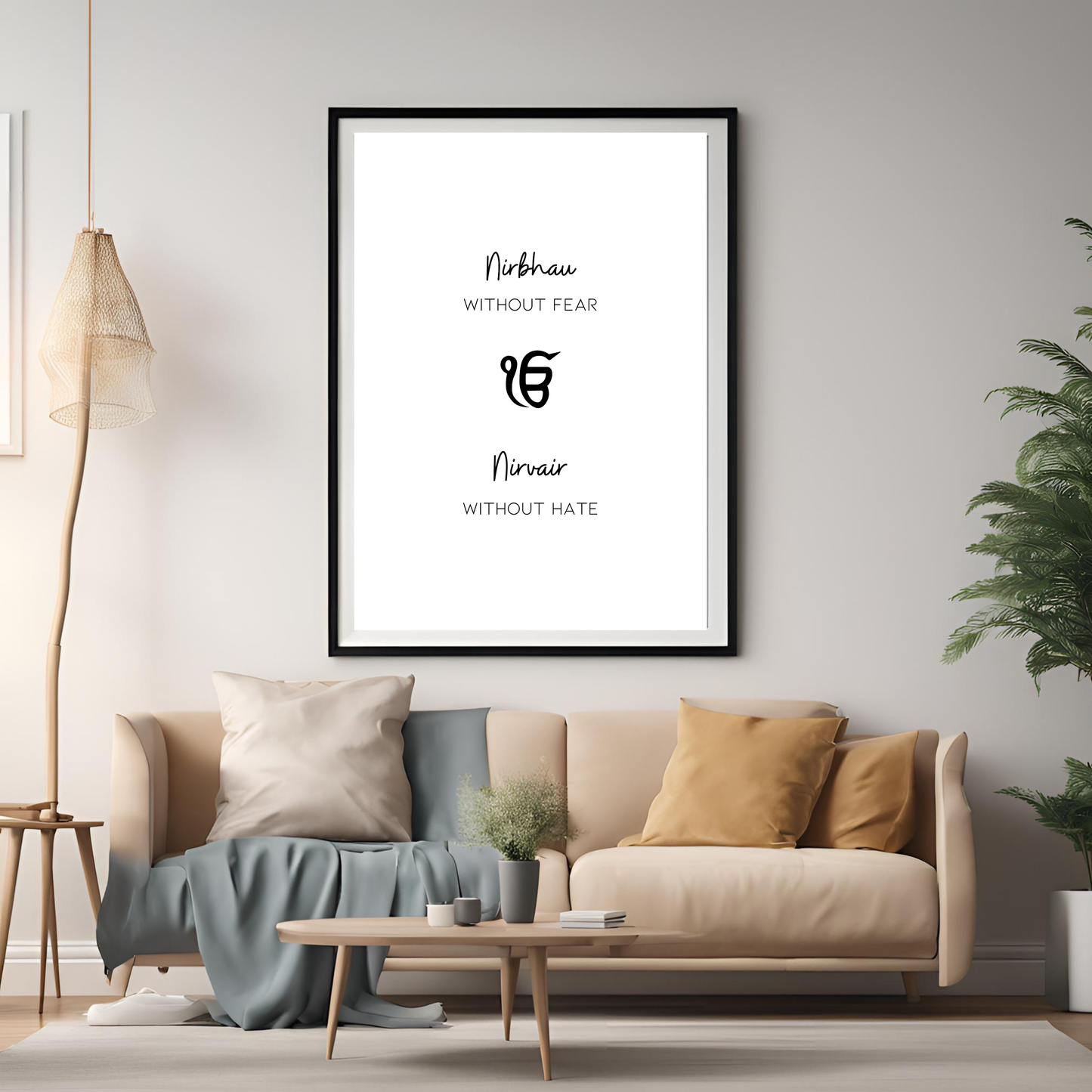 Nirbhau Nirvair Framed A4 Fine Art Print - Portrait/Black