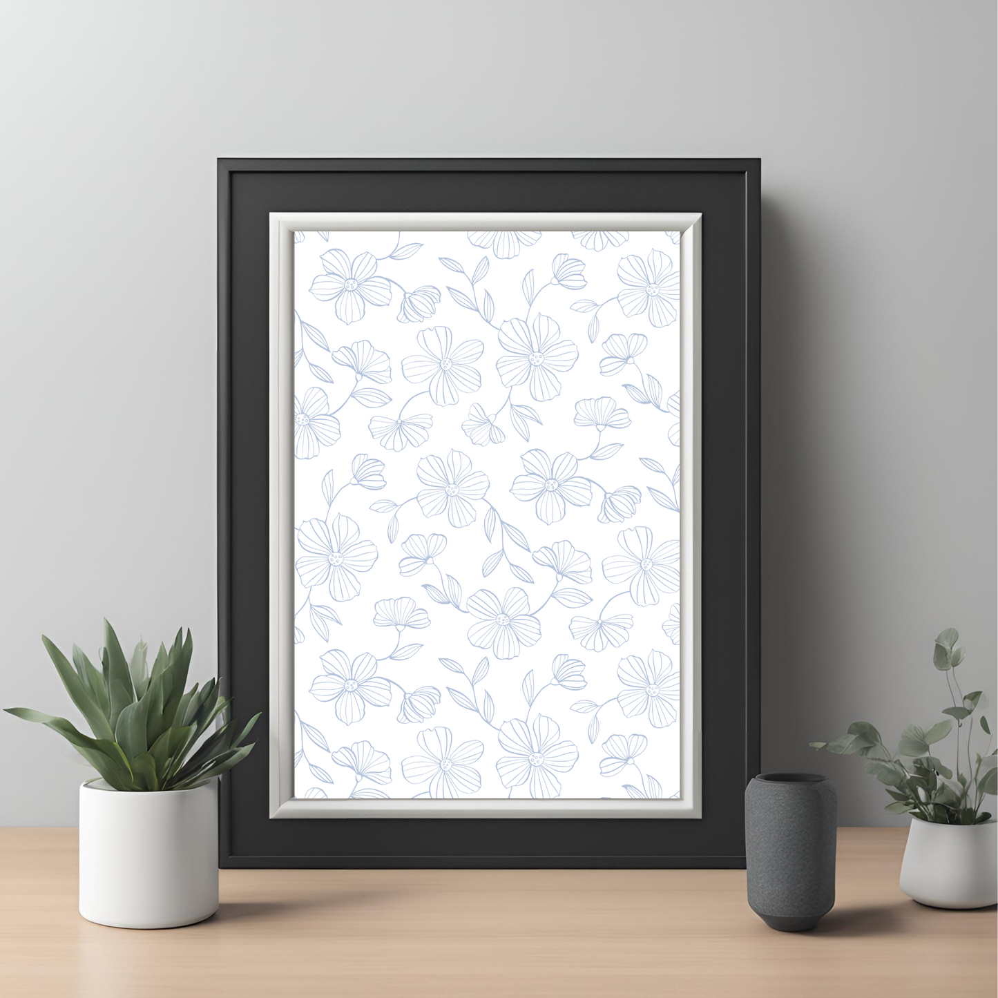 Blue Floral Wall Art Digital Download