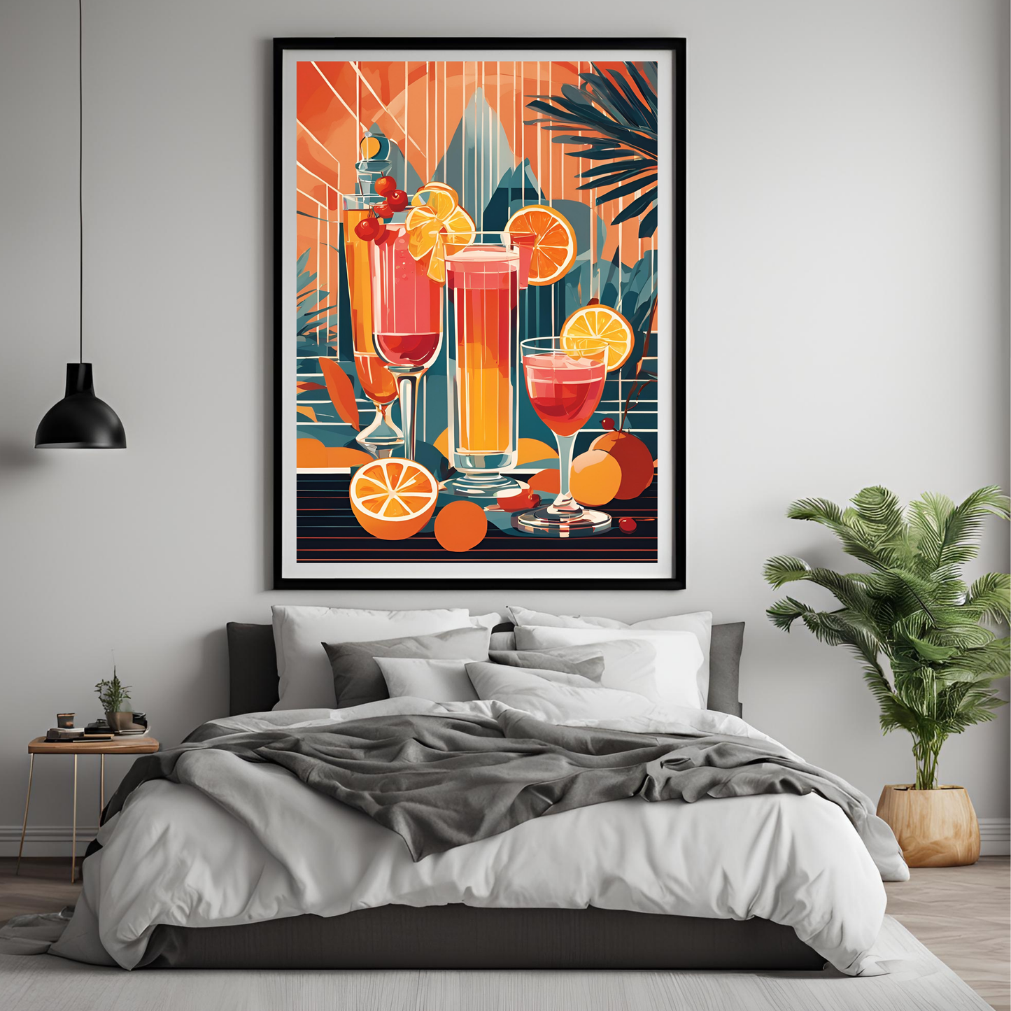 Preppy Cocktail Orange Wall Art Digital Download