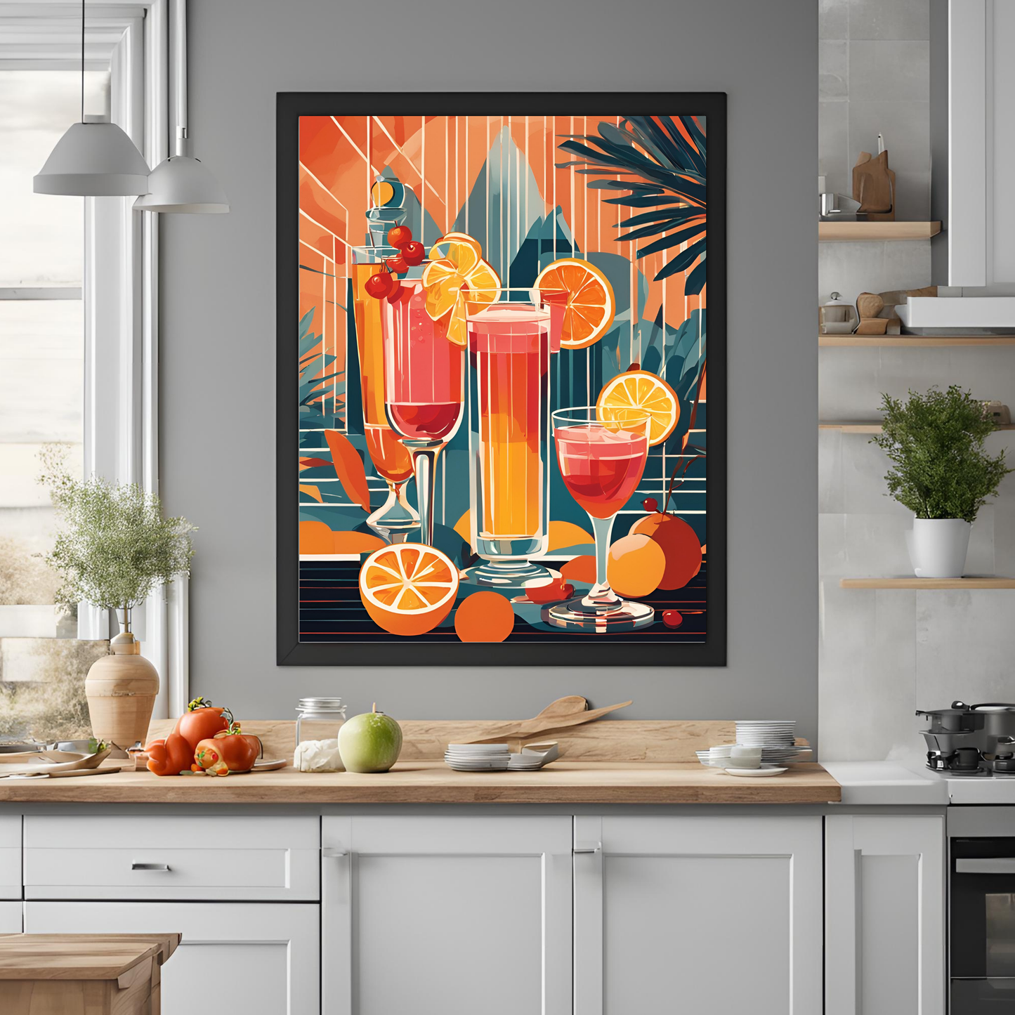 Preppy Cocktail Orange Wall Art Digital Download