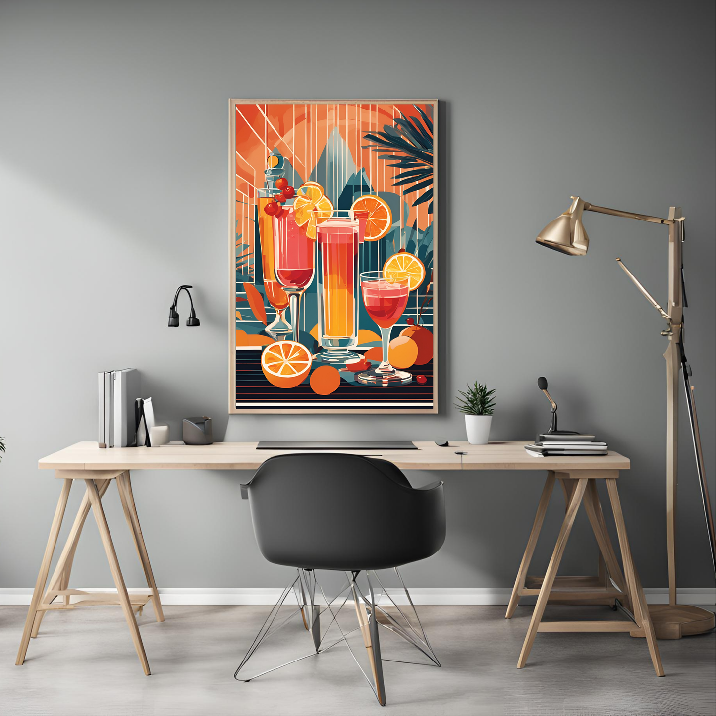 Preppy Cocktail Orange Wall Art Digital Download