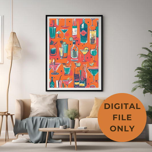 Preppy Cocktail Collage Wall Art Digital Download