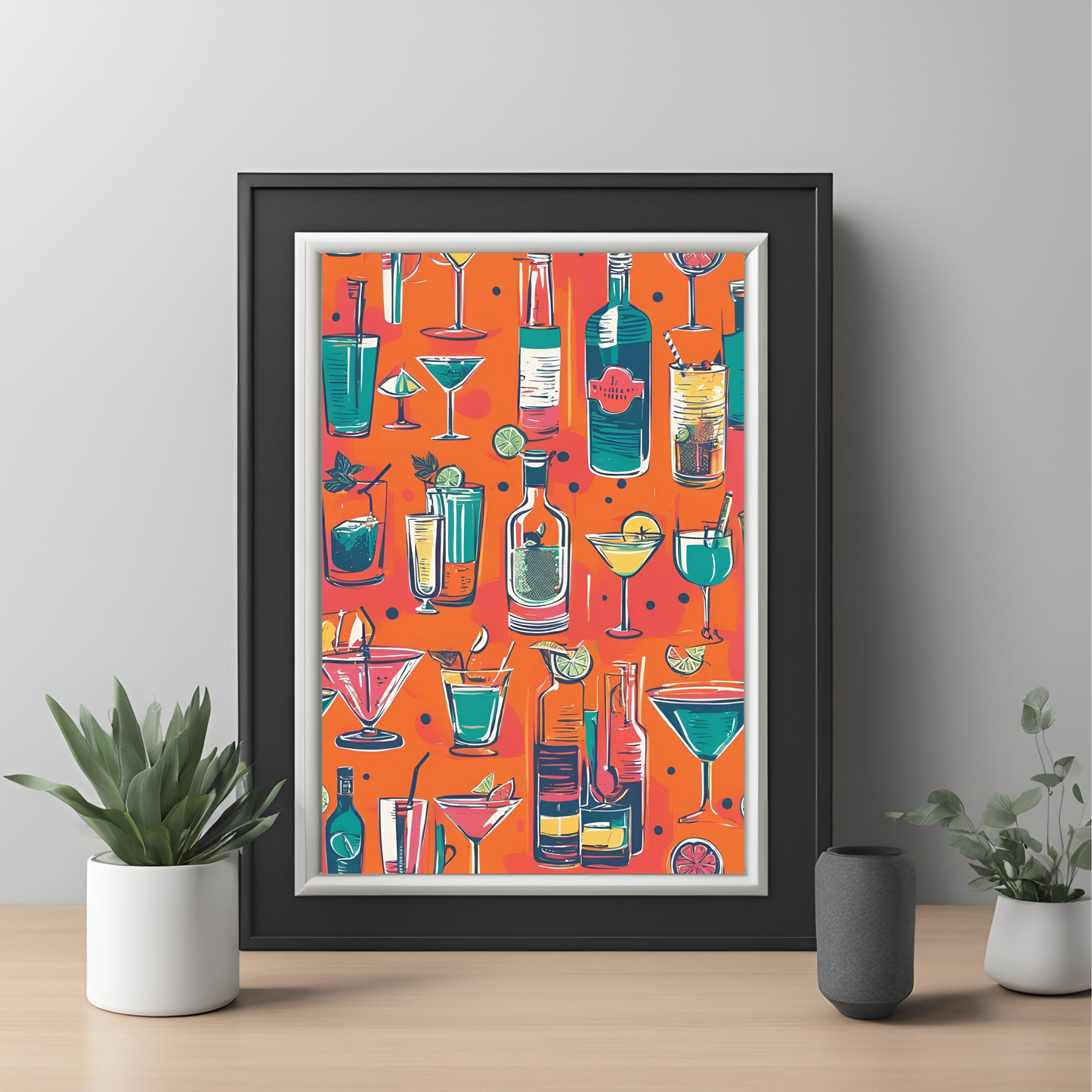 Preppy Cocktail Collage Wall Art Digital Download