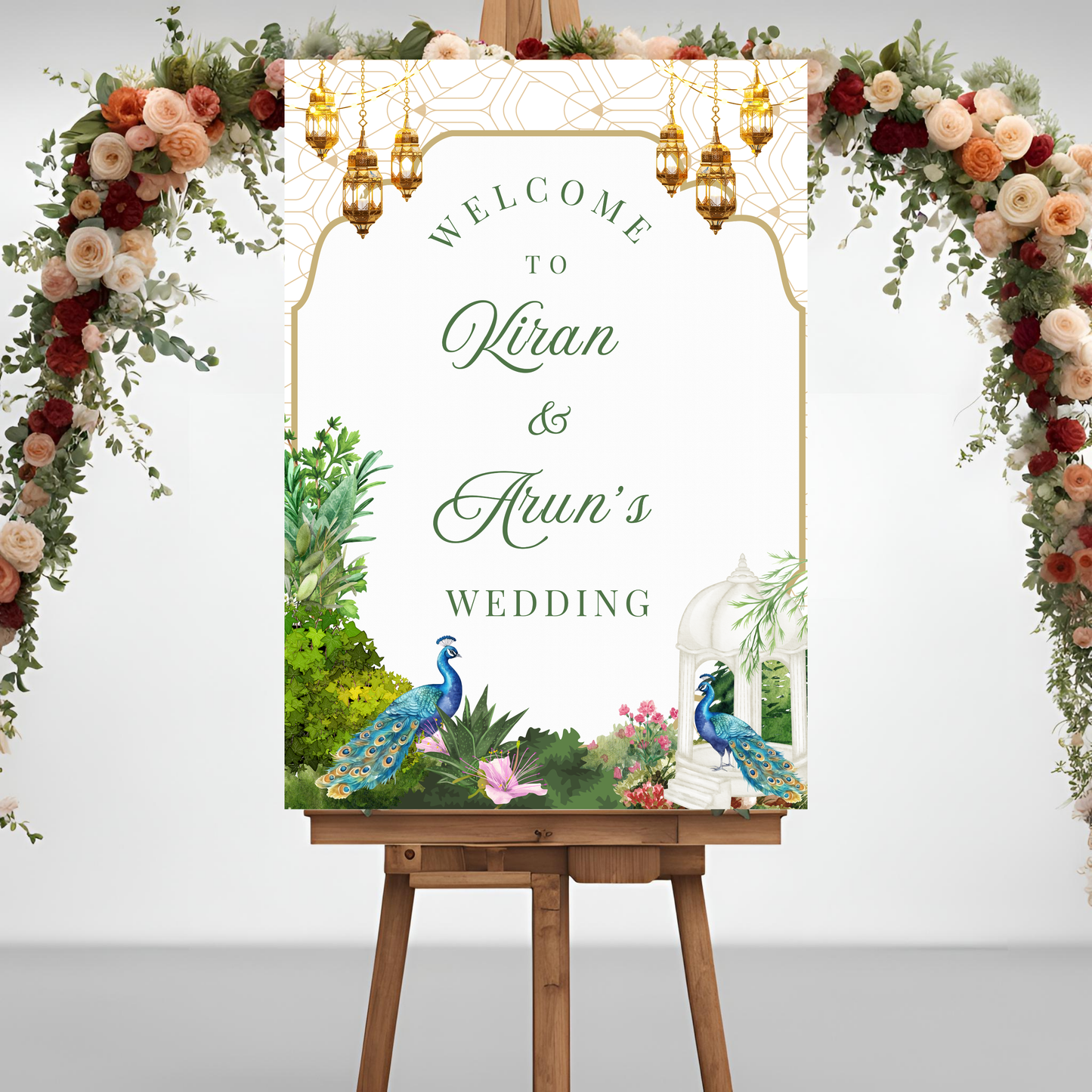 Peacock Garden Entrance Board Digital Download - Online Template