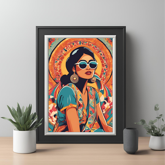 Retro Indian Framed A4 Print - Portrait/Black