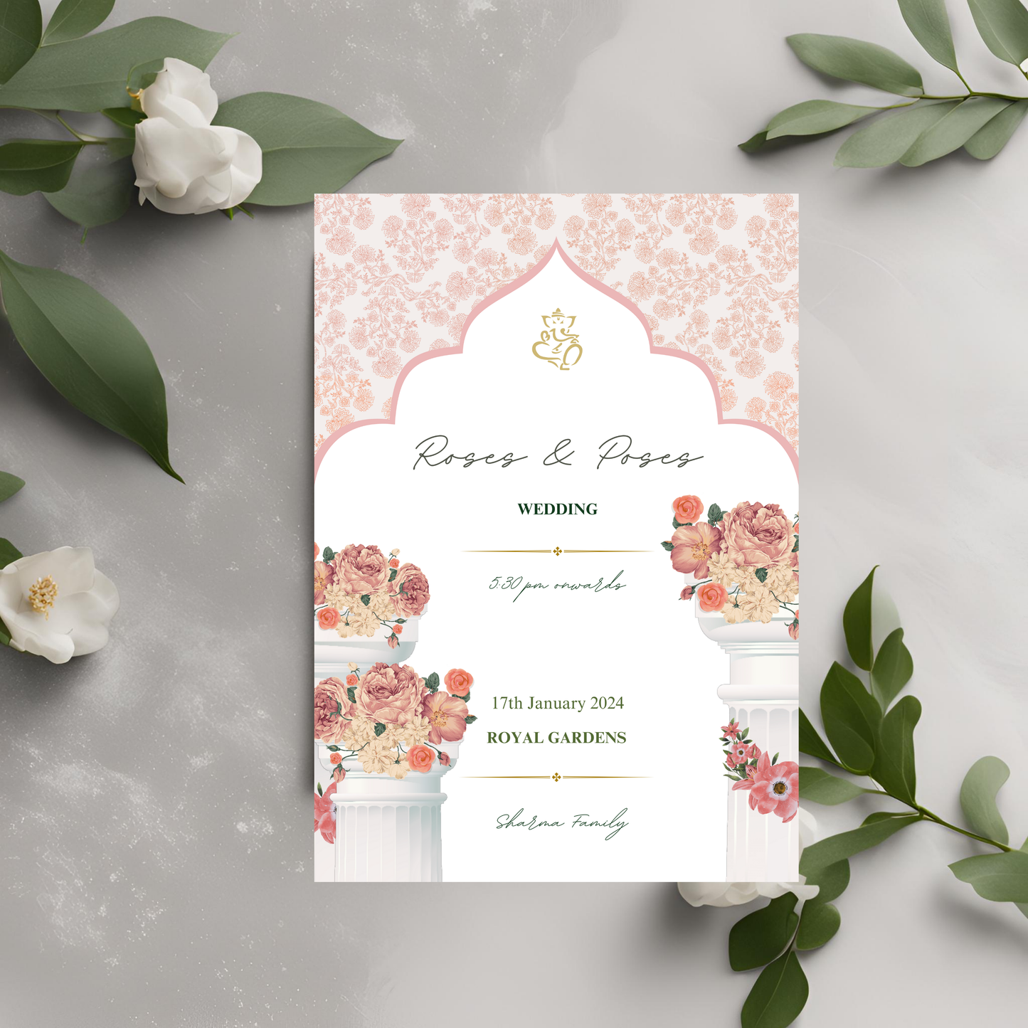 Minimalist Floral Invites 6pcs Digital Download - Online Template