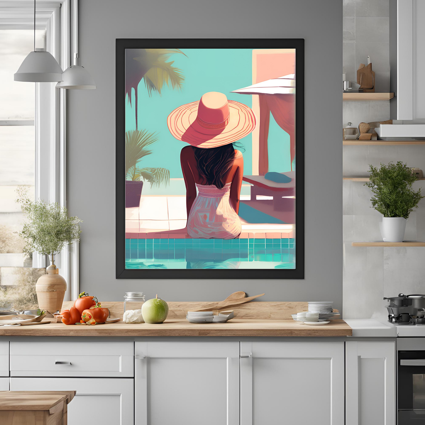 South Asian Art - Desi Girl Boho Beach Summer Aesthetic Printable Wall Art