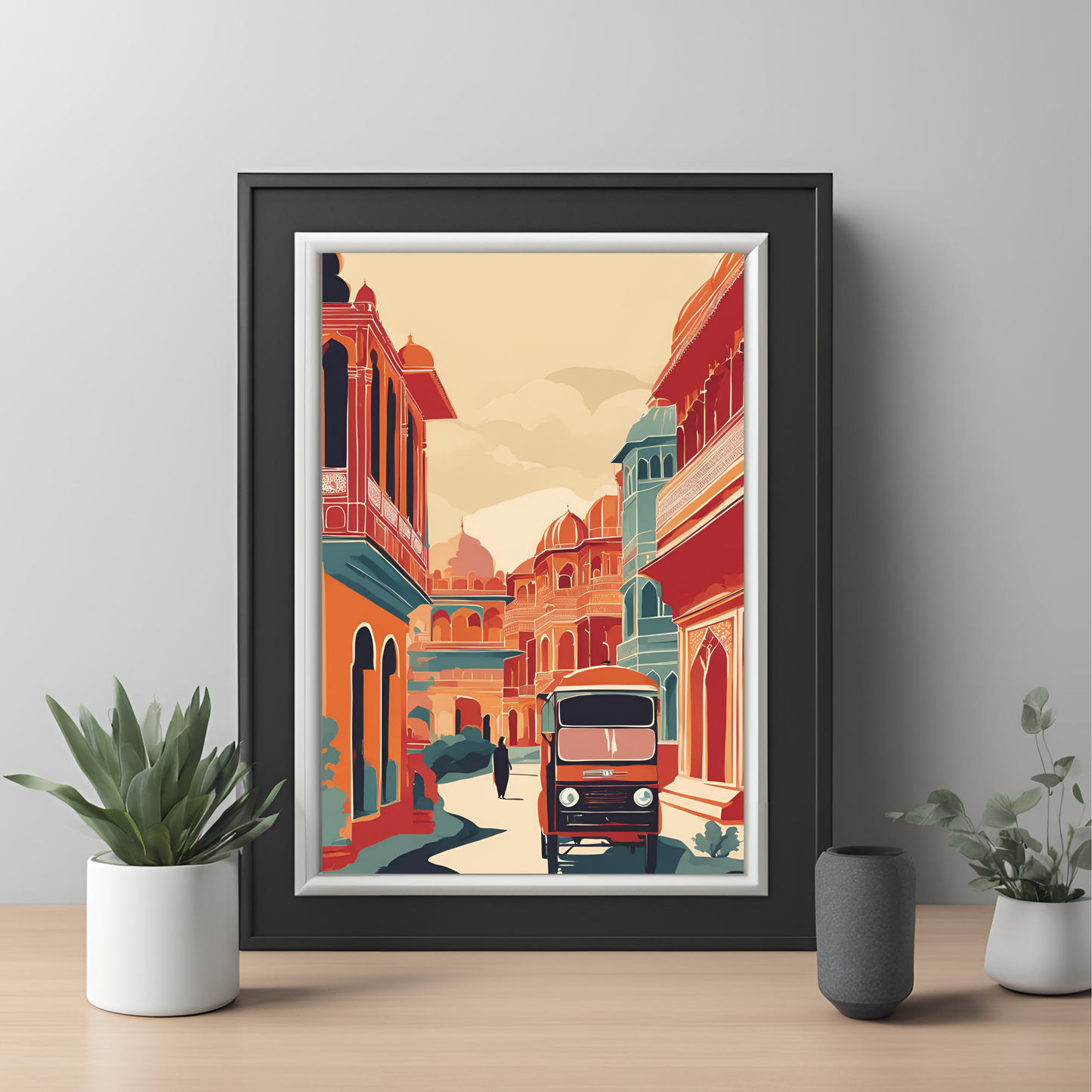 India Street Black Framed A4 Portrait Print