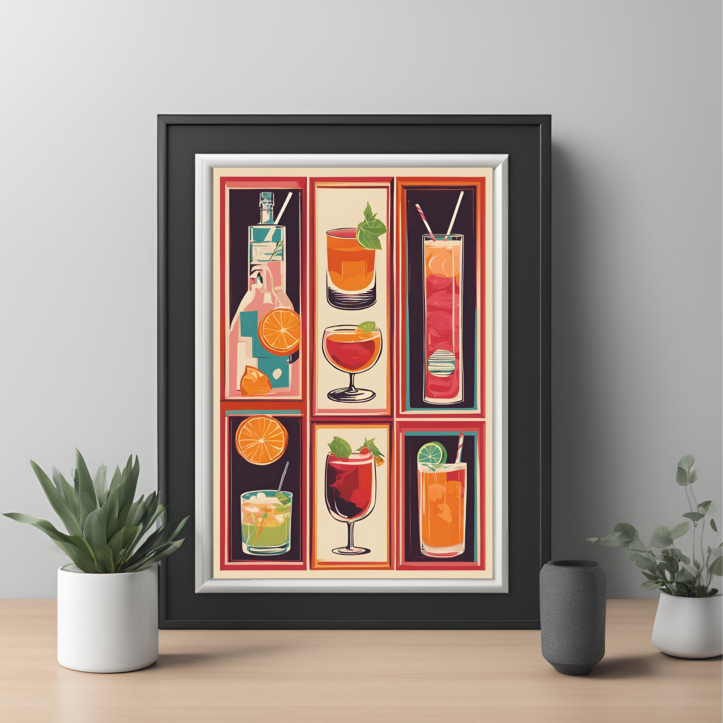 Preppy Cocktail Tiled Wall Art Digital Download