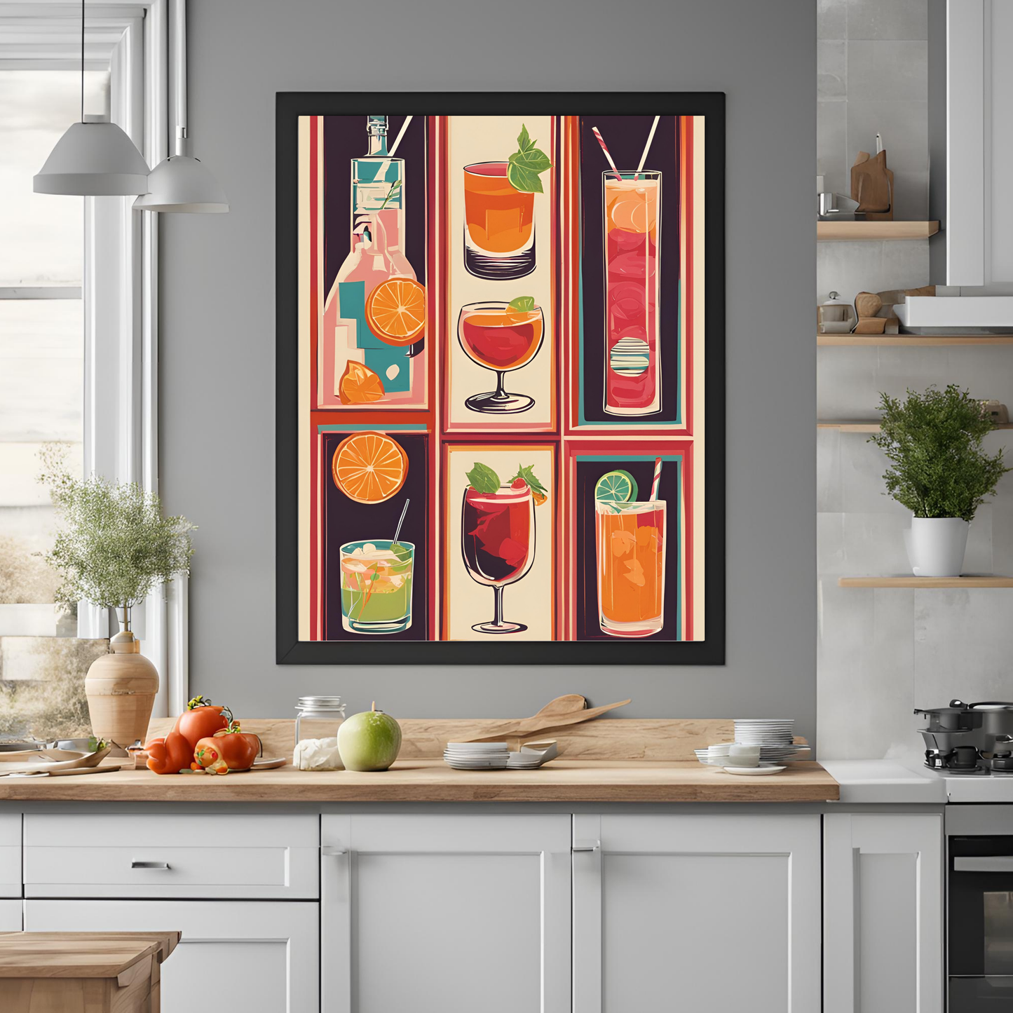Preppy Cocktail Tiled Wall Art Digital Download