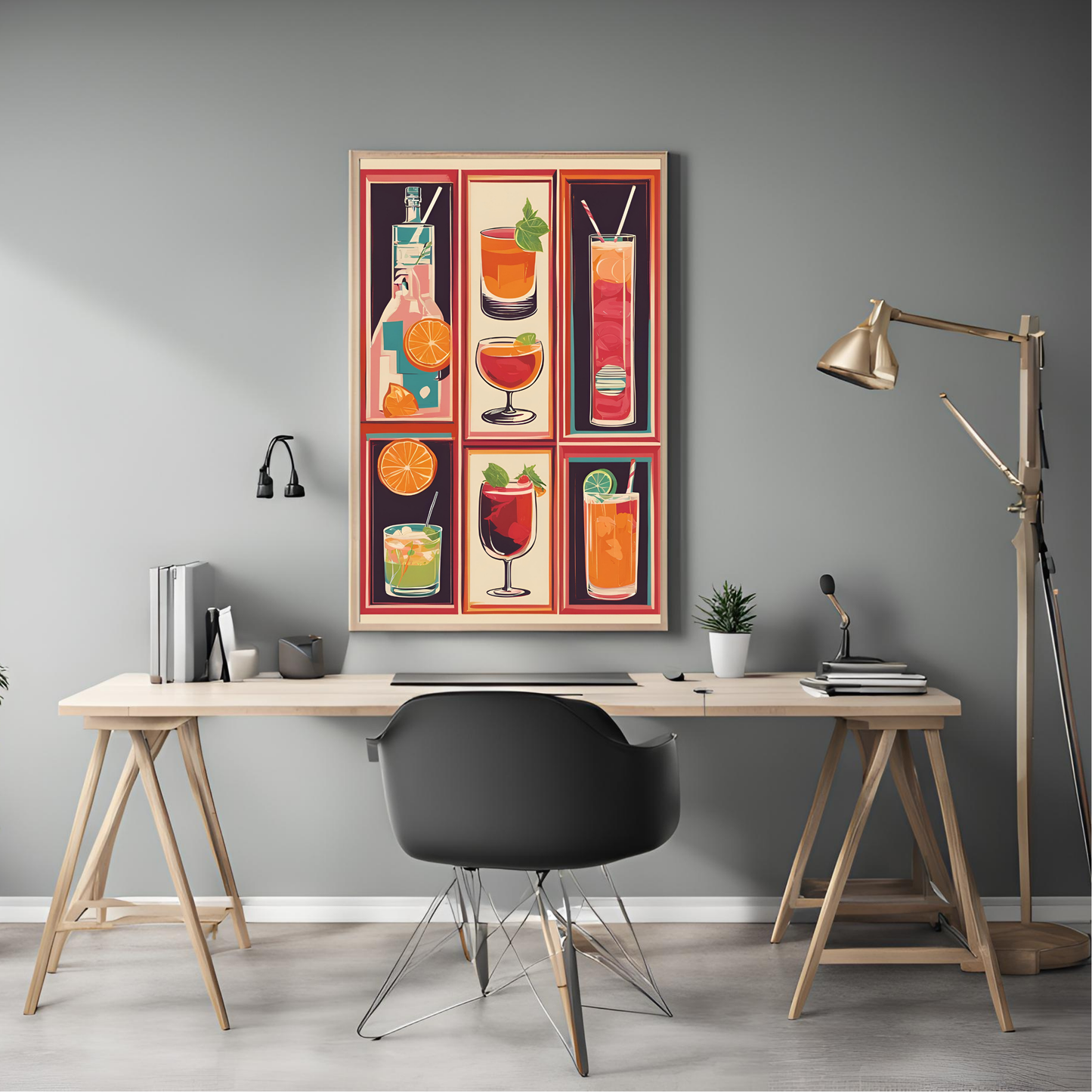 Preppy Cocktail Tiled Wall Art Digital Download