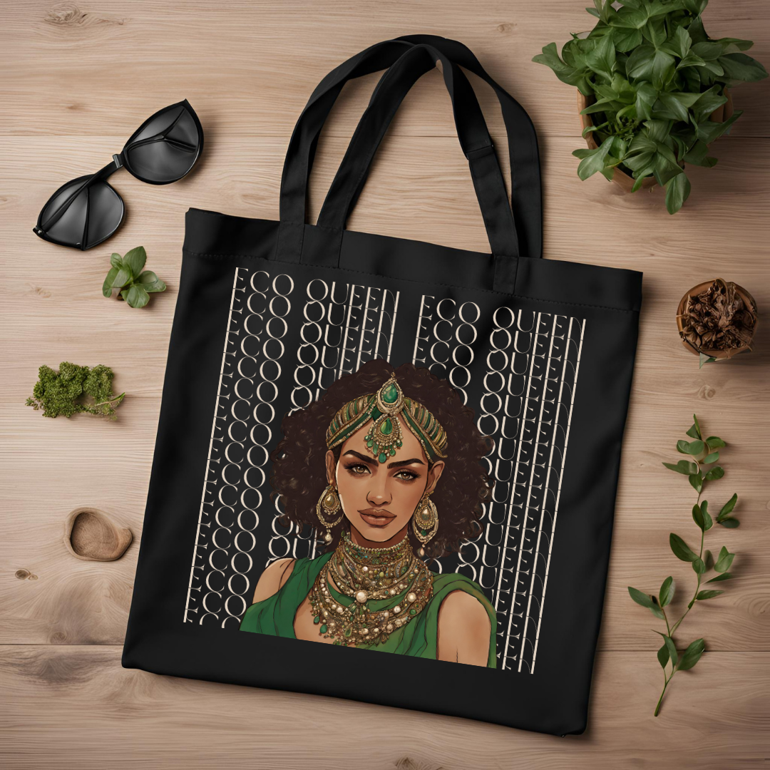 South Asian Art - Brown Eco Queen Tote Bag