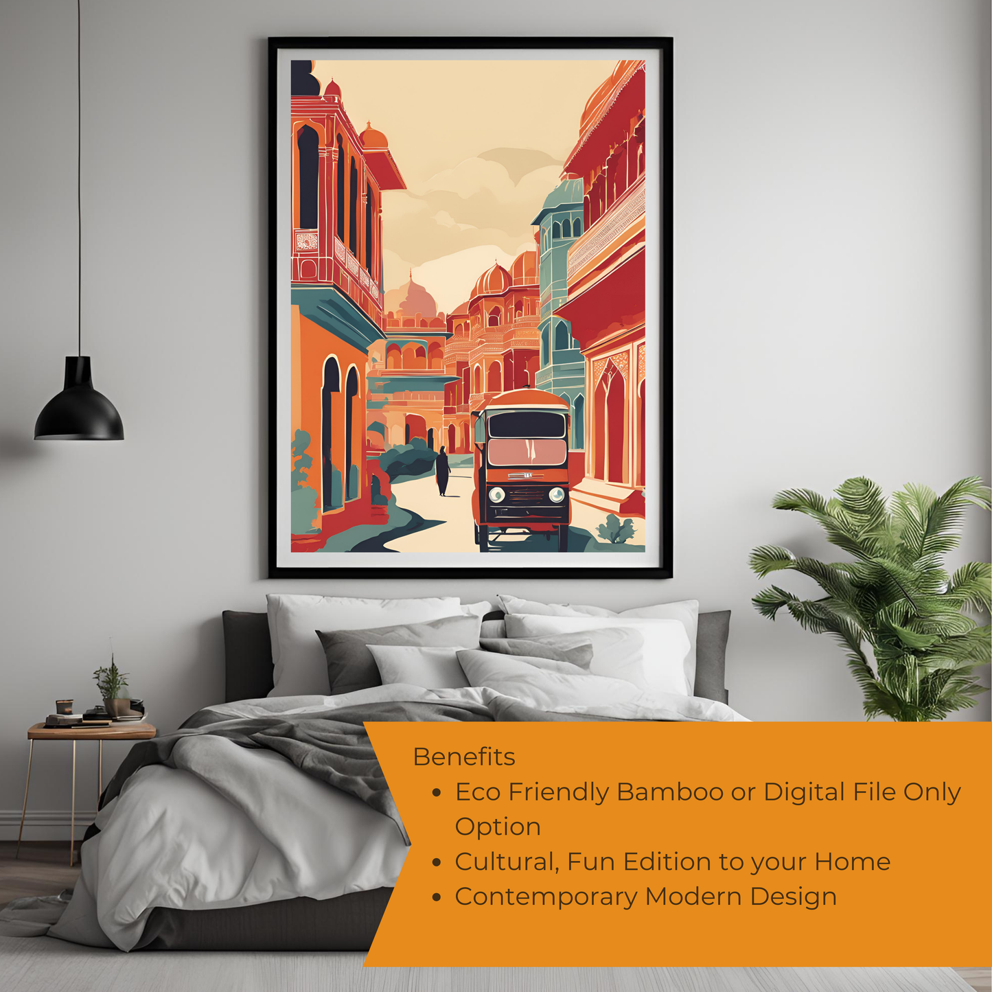 India Street Black Framed A4 Portrait Print
