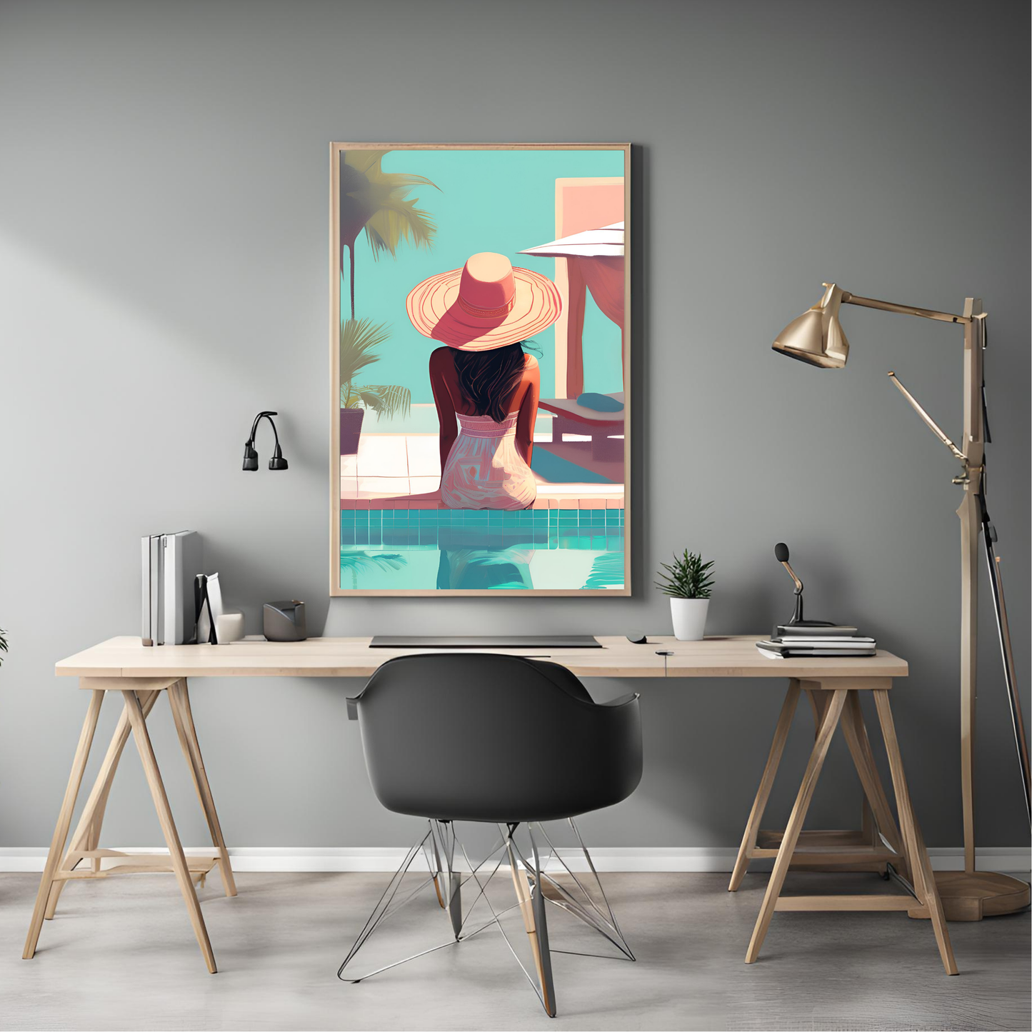 South Asian Art - Desi Girl Boho Beach Summer Aesthetic Printable Wall Art