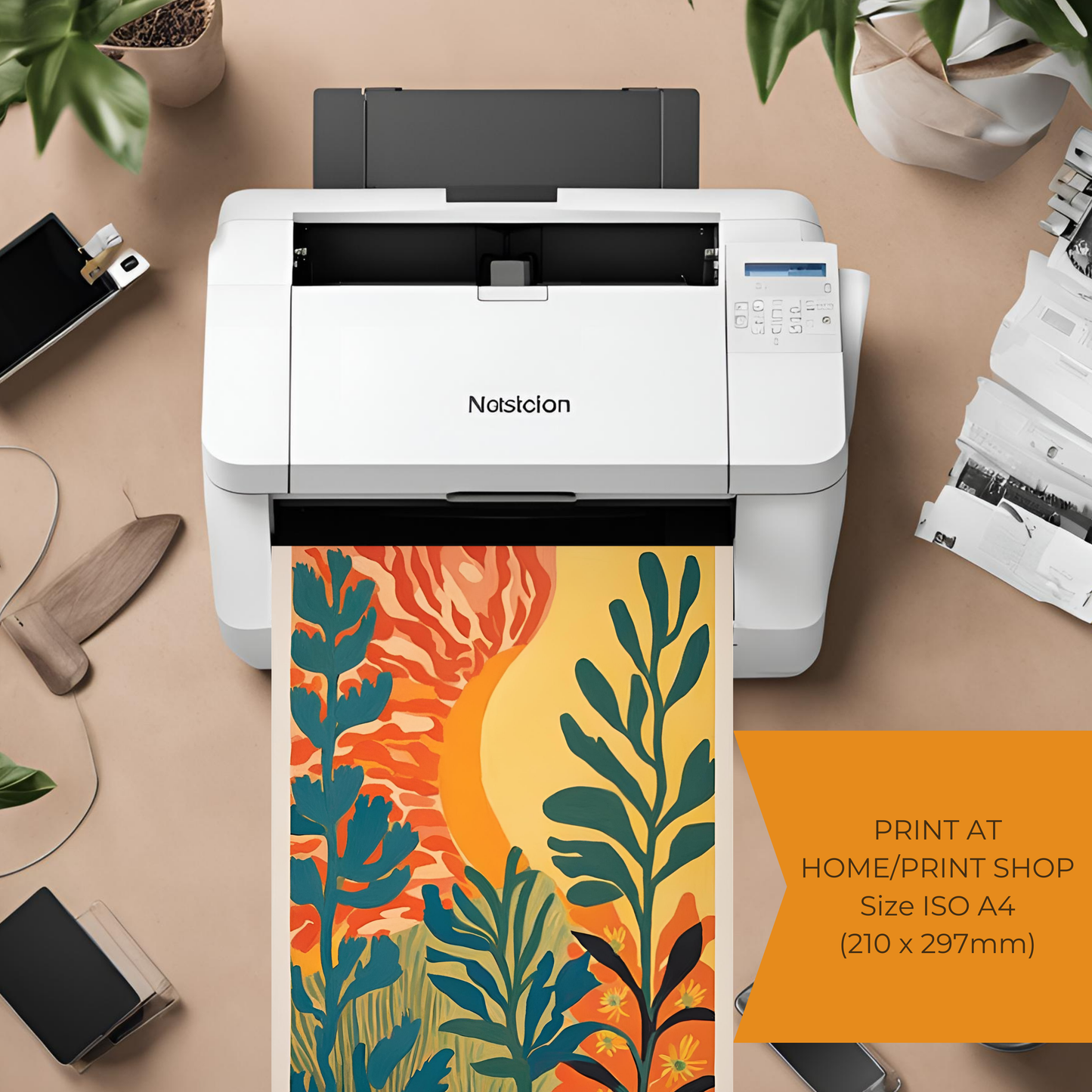 Sunset Plant Wall Art Digital Download