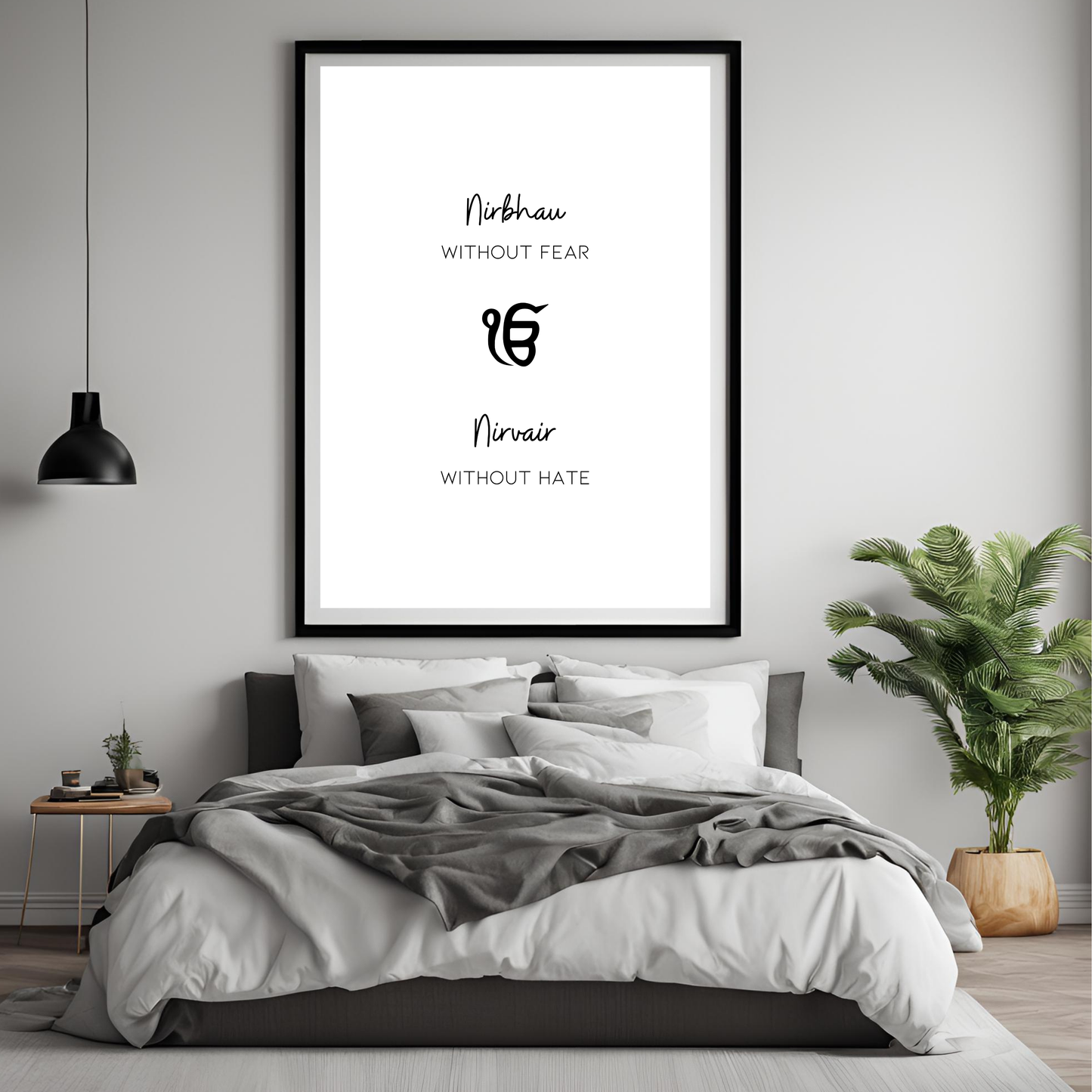 Nirbhau Nirvair Framed A4 Fine Art Print - Portrait/Black