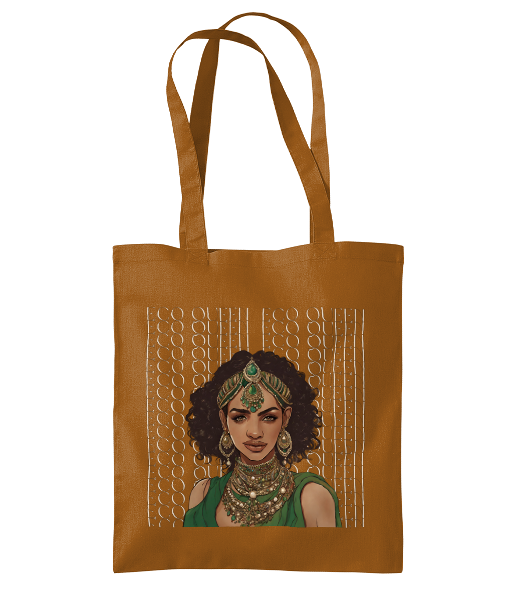South Asian Art - Brown Eco Queen Tote Bag