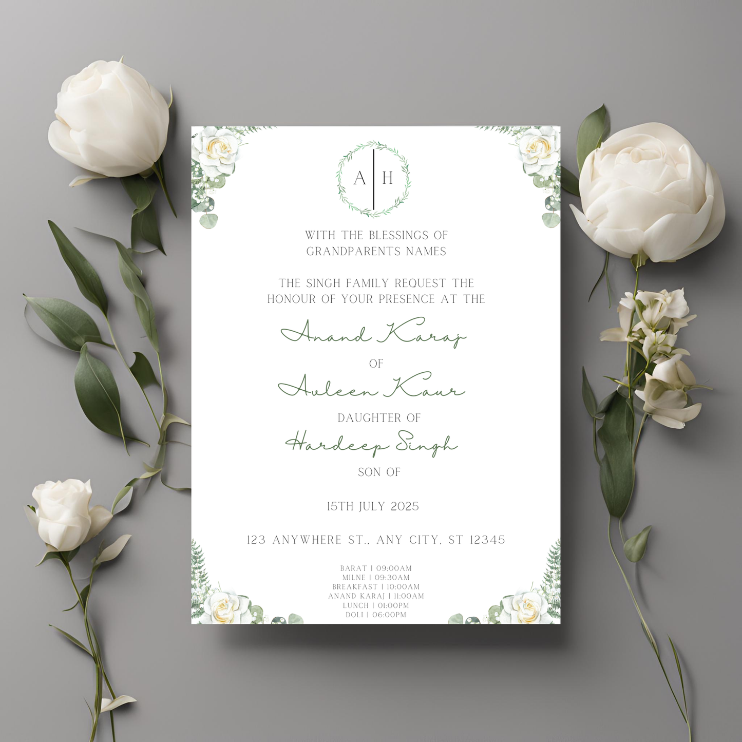 Leaf Invite Inserts Digital Download 6pcs - Online Template
